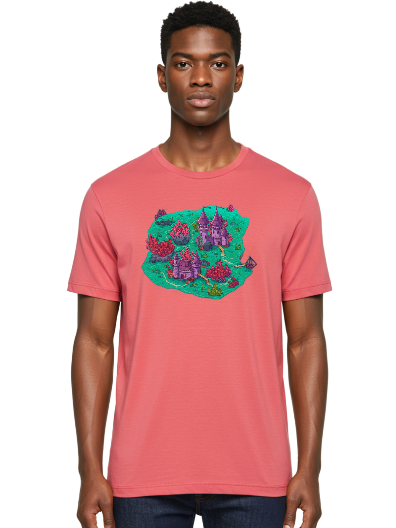 Underwater-Isometric-Castle Men'S Graphic Tee, 100% Cotton, Comfortable Casual Summer Wear, Machine Washable, Vintage Camera, Old Camera, Antique Camera, Black Camera, Classic Photography, Photography Equipment, Nostalgic Device, Film Camera, Baf611 24