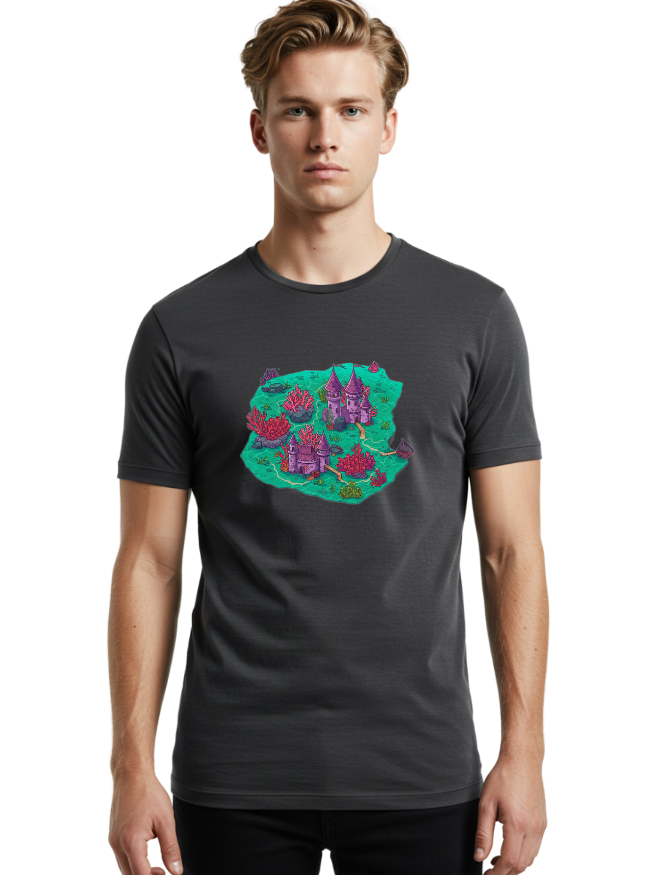 Underwater-Isometric-Castle Men'S Graphic Tee, 100% Cotton, Comfortable Casual Summer Wear, Machine Washable, Vintage Camera, Old Camera, Antique Camera, Black Camera, Classic Photography, Photography Equipment, Nostalgic Device, Film Camera, Baf611 20