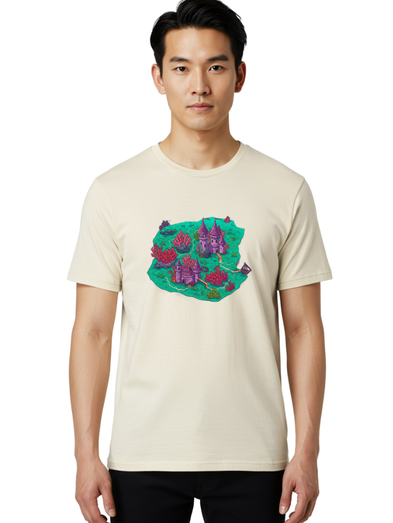 Underwater-Isometric-Castle Men'S Graphic Tee, 100% Cotton, Comfortable Casual Summer Wear, Machine Washable, Vintage Camera, Old Camera, Antique Camera, Black Camera, Classic Photography, Photography Equipment, Nostalgic Device, Film Camera, Baf611 18
