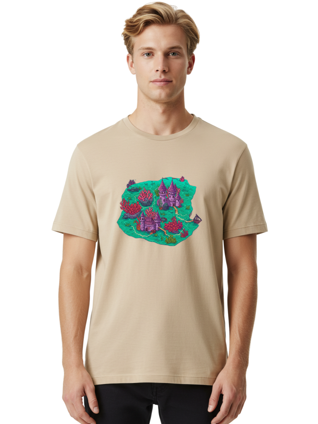 Underwater-Isometric-Castle Men'S Graphic Tee, 100% Cotton, Comfortable Casual Summer Wear, Machine Washable, Vintage Camera, Old Camera, Antique Camera, Black Camera, Classic Photography, Photography Equipment, Nostalgic Device, Film Camera, Baf611 6