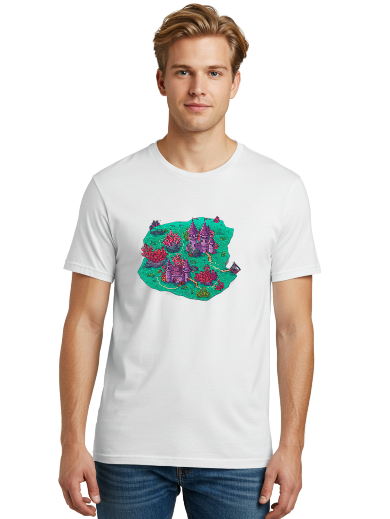 Underwater-Isometric-Castle Men'S Graphic Tee, 100% Cotton, Comfortable Casual Summer Wear, Machine Washable, Vintage Camera, Old Camera, Antique Camera, Black Camera, Classic Photography, Photography Equipment, Nostalgic Device, Film Camera, Baf611 8
