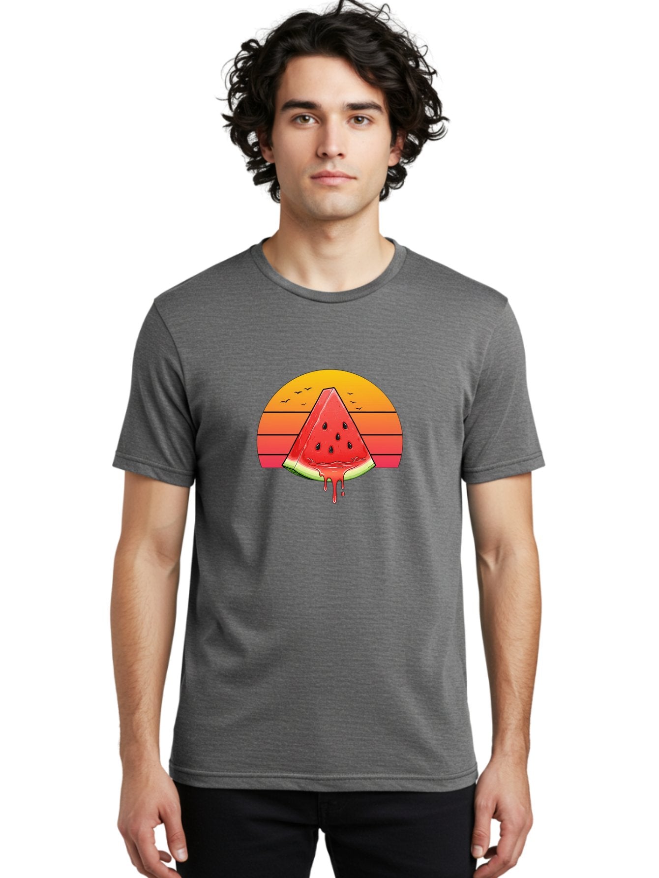Watermelon-Sunset Men'S Graphic Tee, 100% Cotton, Comfortable Casual Summer Wear, Machine Washable, Vintage Camera, Old Camera, Antique Camera, Black Camera, Classic Photography, Photography Equipment, Nostalgic Device, Film Camera, Camera Art Baf644 24