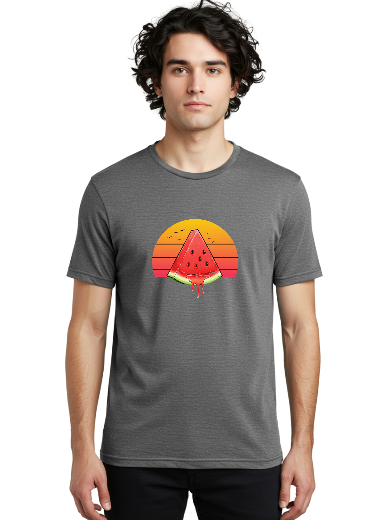 Watermelon-Sunset Men'S Graphic Tee, 100% Cotton, Comfortable Casual Summer Wear, Machine Washable, Vintage Camera, Old Camera, Antique Camera, Black Camera, Classic Photography, Photography Equipment, Nostalgic Device, Film Camera, Camera Art Baf644 14