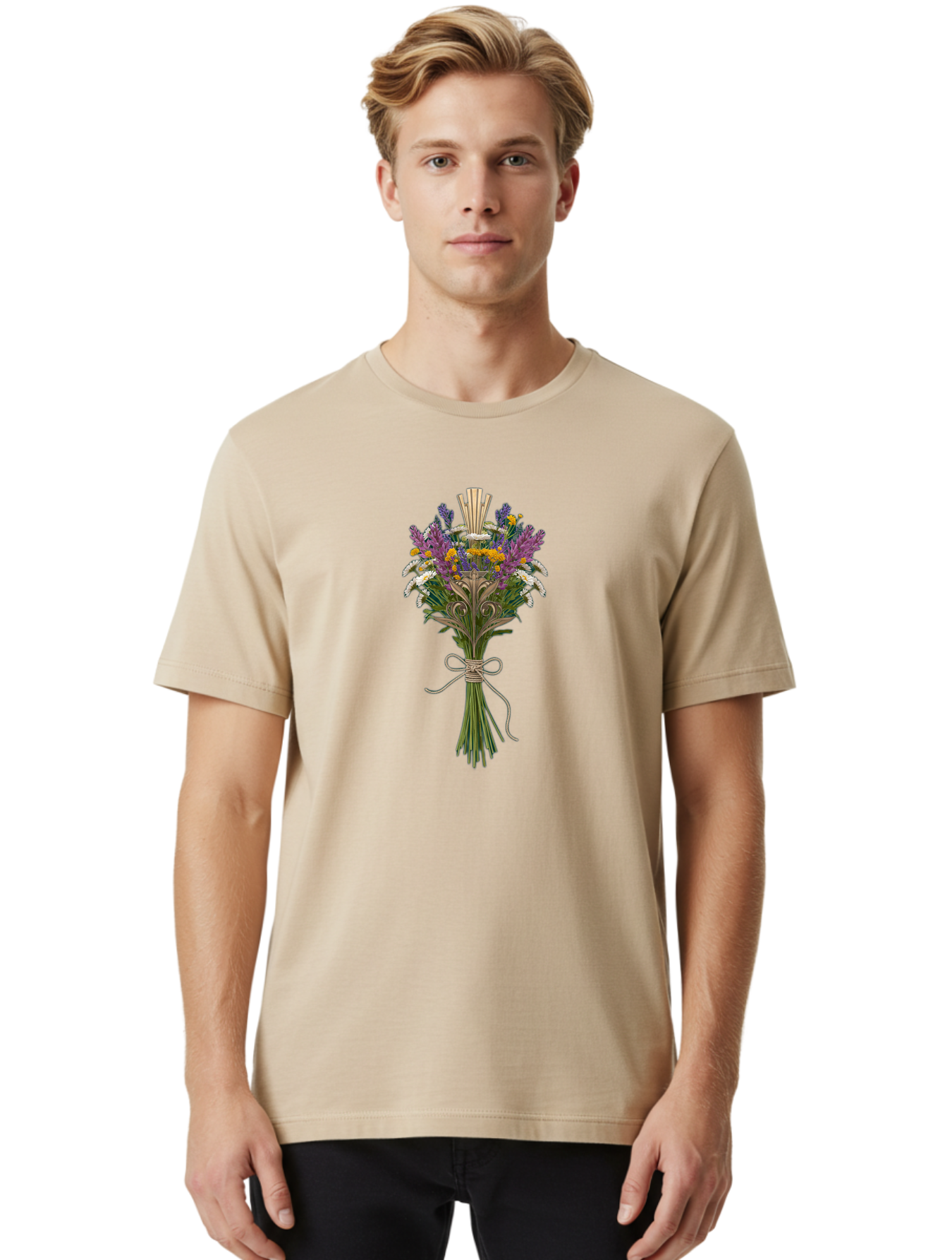 Wildflower-Bouquet-11 Men'S Graphic Tee, 100% Cotton, Comfortable Casual Summer Wear, Machine Washable, Vintage Camera, Old Camera, Antique Camera, Black Camera, Classic Photography, Photography Equipment, Nostalgic Device, Film Camera, Baf651