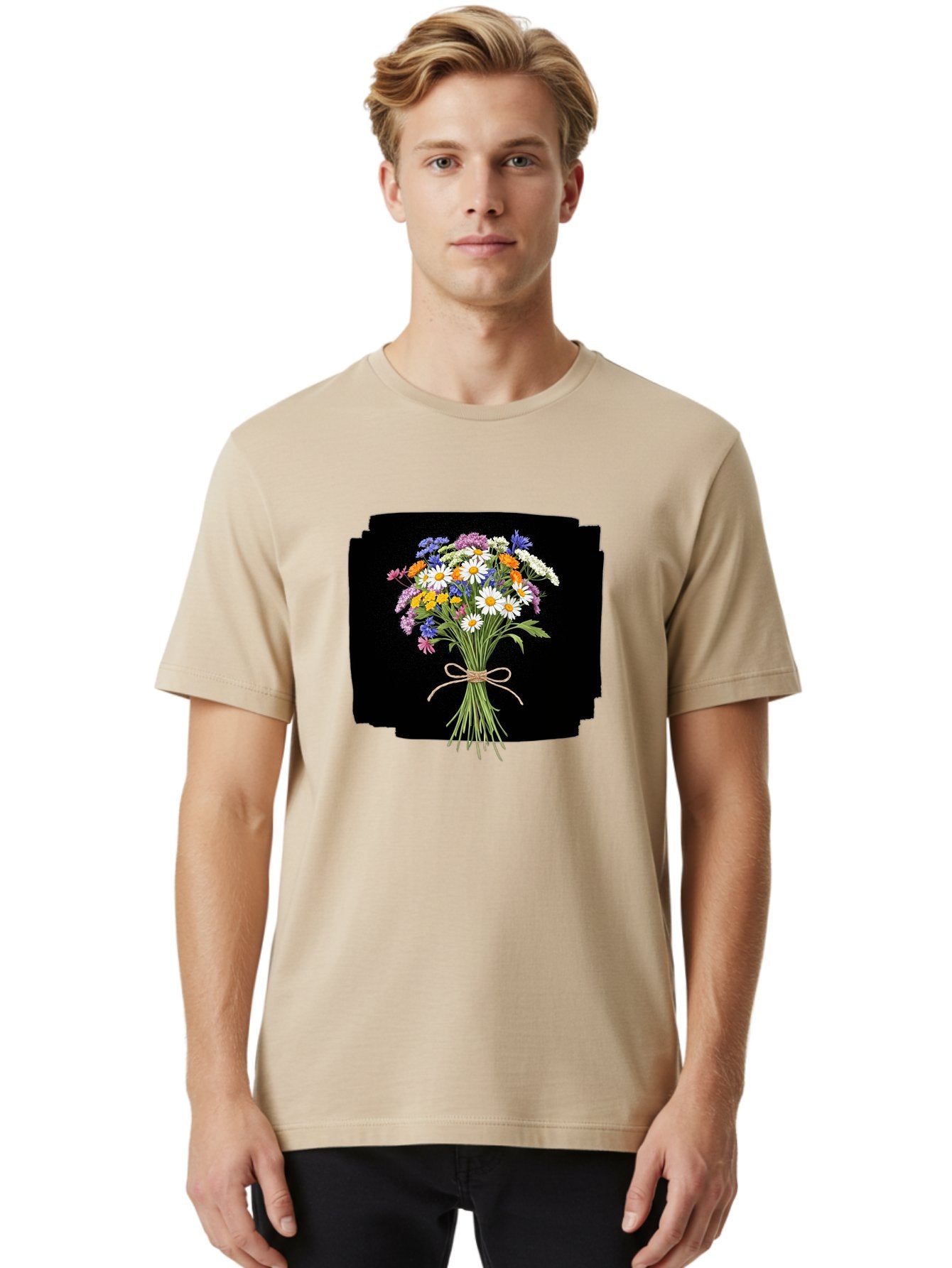 Wildflower-Bouquet-13 Men'S Graphic Tee, 100% Cotton, Comfortable Casual Summer Wear, Machine Washable, Vintage Camera, Old Camera, Antique Camera, Black Camera, Classic Photography, Photography Equipment, Nostalgic Device, Film Camera, Baf653 24