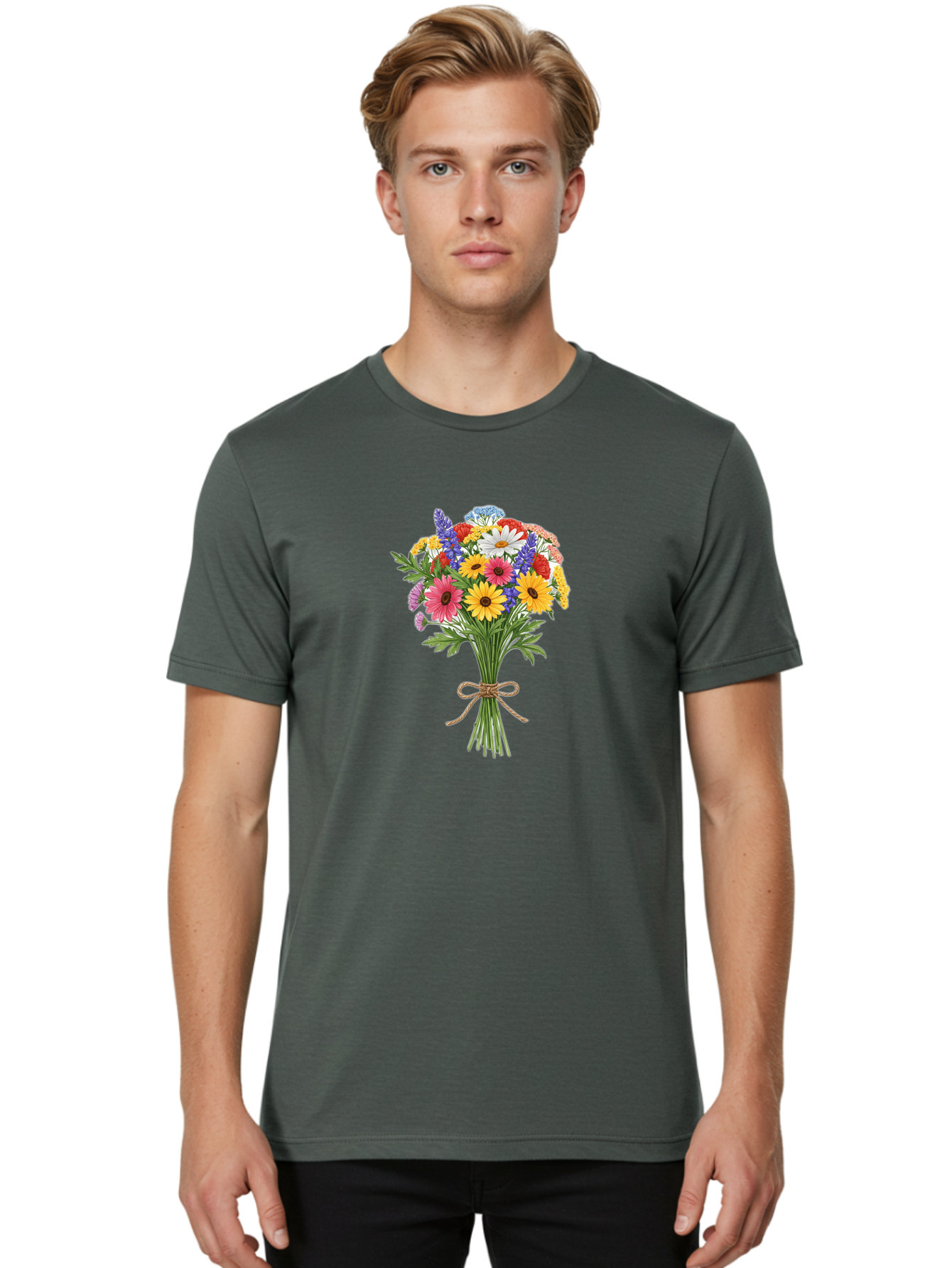 Wildflower-Bouquet-3 Men'S Graphic Tee, 100% Cotton, Comfortable Casual Summer Wear, Machine Washable, Vintage Camera, Old Camera, Antique Camera, Black Camera, Classic Photography, Photography Equipment, Nostalgic Device, Film Camera, Baf656 28