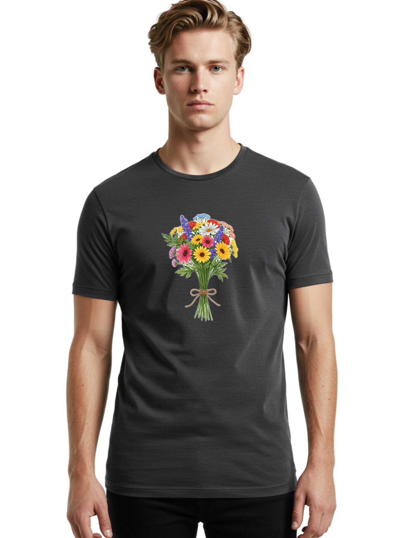 Wildflower-Bouquet-3 Men'S Graphic Tee, 100% Cotton, Comfortable Casual Summer Wear, Machine Washable, Vintage Camera, Old Camera, Antique Camera, Black Camera, Classic Photography, Photography Equipment, Nostalgic Device, Film Camera, Baf656 12