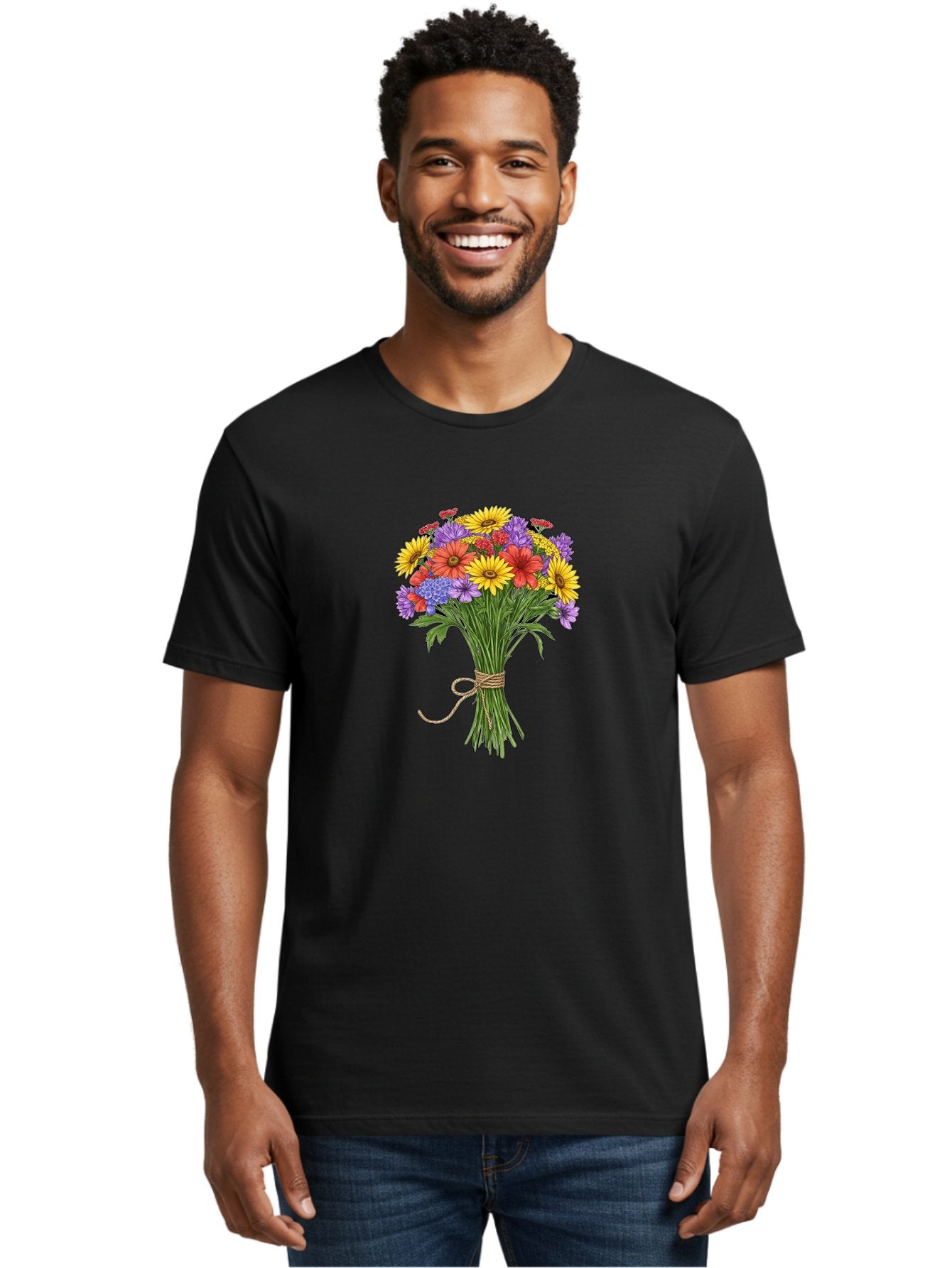 Wildflower-Bouquet-4 Men'S Graphic Tee, 100% Cotton, Comfortable Casual Summer Wear, Machine Washable, Vintage Camera, Old Camera, Antique Camera, Black Camera, Classic Photography, Photography Equipment, Nostalgic Device, Film Camera, Baf657 24