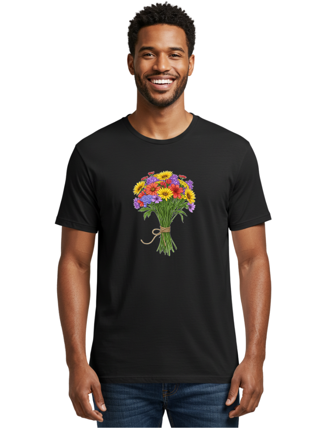 Wildflower-Bouquet-4 Men'S Graphic Tee, 100% Cotton, Comfortable Casual Summer Wear, Machine Washable, Vintage Camera, Old Camera, Antique Camera, Black Camera, Classic Photography, Photography Equipment, Nostalgic Device, Film Camera, Baf657 14