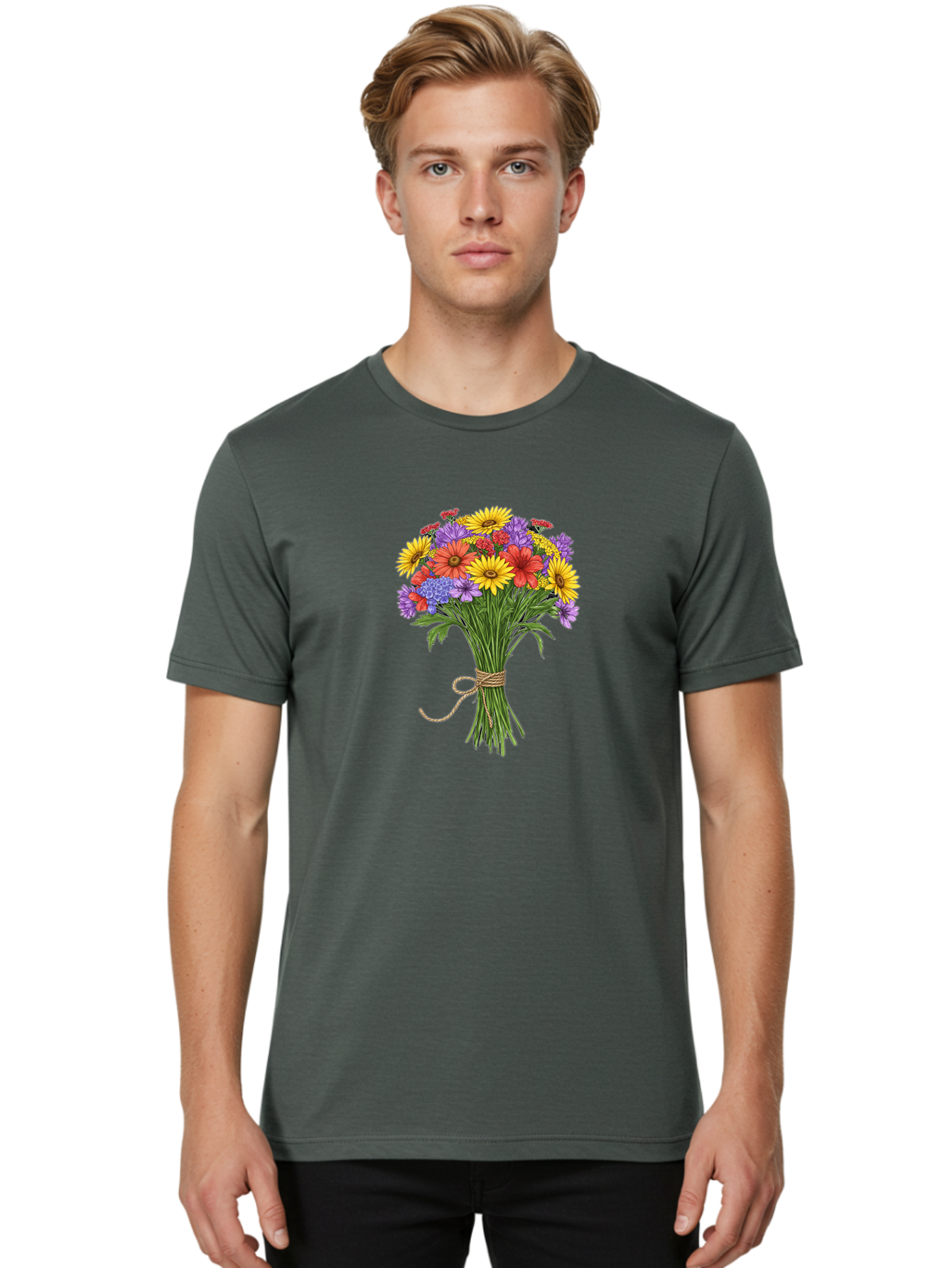 Wildflower-Bouquet-4 Men'S Graphic Tee, 100% Cotton, Comfortable Casual Summer Wear, Machine Washable, Vintage Camera, Old Camera, Antique Camera, Black Camera, Classic Photography, Photography Equipment, Nostalgic Device, Film Camera, Baf657 16