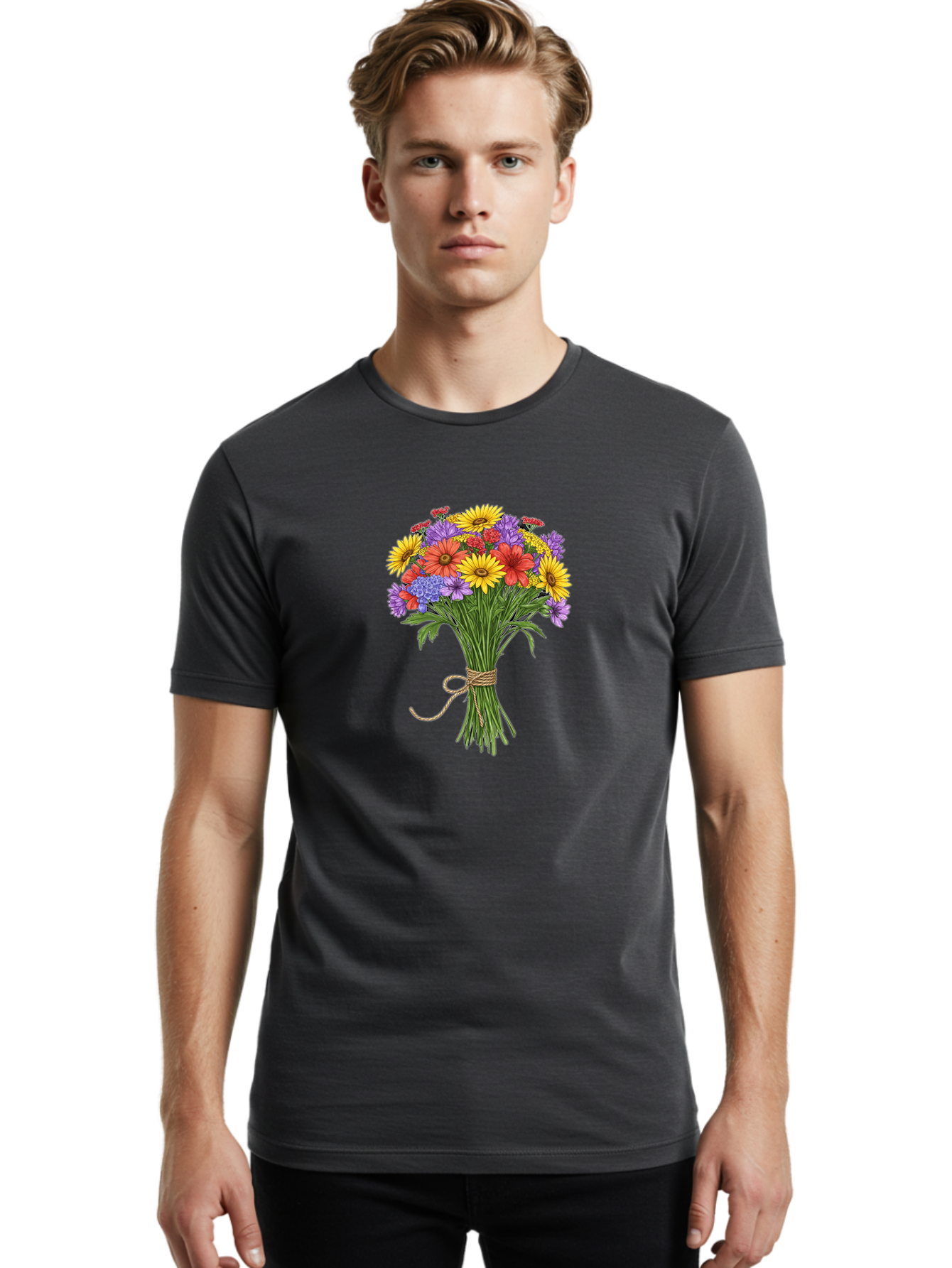 Wildflower-Bouquet-4 Men'S Graphic Tee, 100% Cotton, Comfortable Casual Summer Wear, Machine Washable, Vintage Camera, Old Camera, Antique Camera, Black Camera, Classic Photography, Photography Equipment, Nostalgic Device, Film Camera, Baf657 6