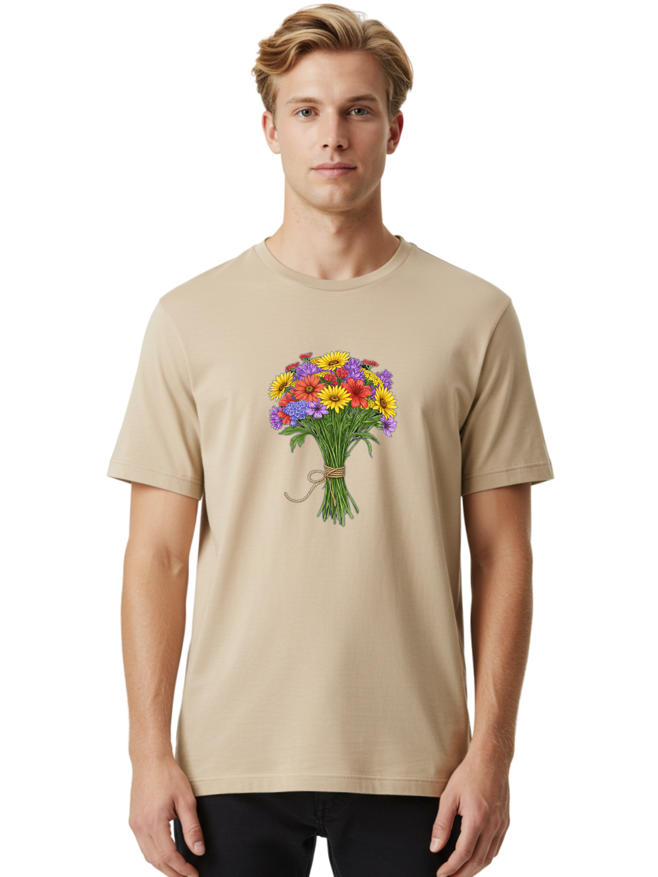 Wildflower-Bouquet-4 Men'S Graphic Tee, 100% Cotton, Comfortable Casual Summer Wear, Machine Washable, Vintage Camera, Old Camera, Antique Camera, Black Camera, Classic Photography, Photography Equipment, Nostalgic Device, Film Camera, Baf657 12