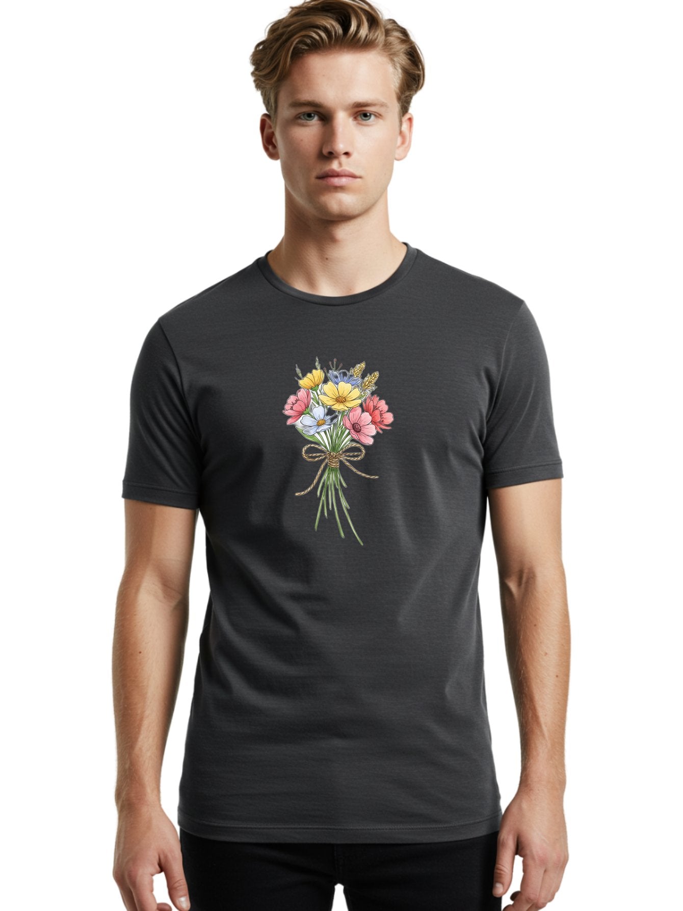 Wildflower-Bouquet Men'S Graphic Tee, 100% Cotton, Comfortable Casual Summer Wear, Machine Washable, Vintage Camera, Old Camera, Antique Camera, Black Camera, Classic Photography, Photography Equipment, Nostalgic Device, Film Camera, Baf663 21