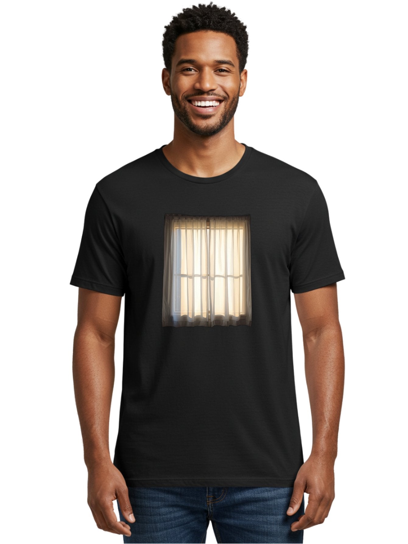 Window-With-Curtains-1 Men'S Graphic Tee, 100% Cotton, Comfortable Casual Summer Wear, Machine Washable, Vintage Camera, Old Camera, Antique Camera, Black Camera, Classic Photography, Photography Equipment, Nostalgic Device, Film Camera, Baf666 16
