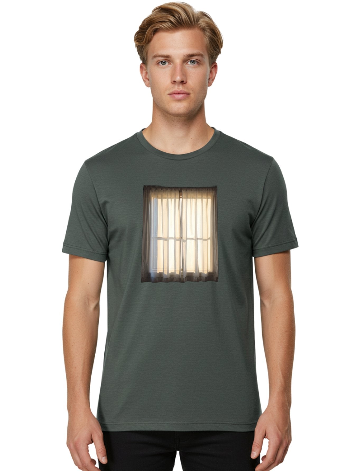 Window-With-Curtains-1 Men'S Graphic Tee, 100% Cotton, Comfortable Casual Summer Wear, Machine Washable, Vintage Camera, Old Camera, Antique Camera, Black Camera, Classic Photography, Photography Equipment, Nostalgic Device, Film Camera, Baf666 21