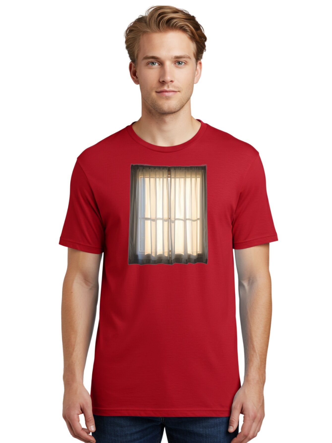 Window-With-Curtains-1 Men'S Graphic Tee, 100% Cotton, Comfortable Casual Summer Wear, Machine Washable, Vintage Camera, Old Camera, Antique Camera, Black Camera, Classic Photography, Photography Equipment, Nostalgic Device, Film Camera, Baf666 24
