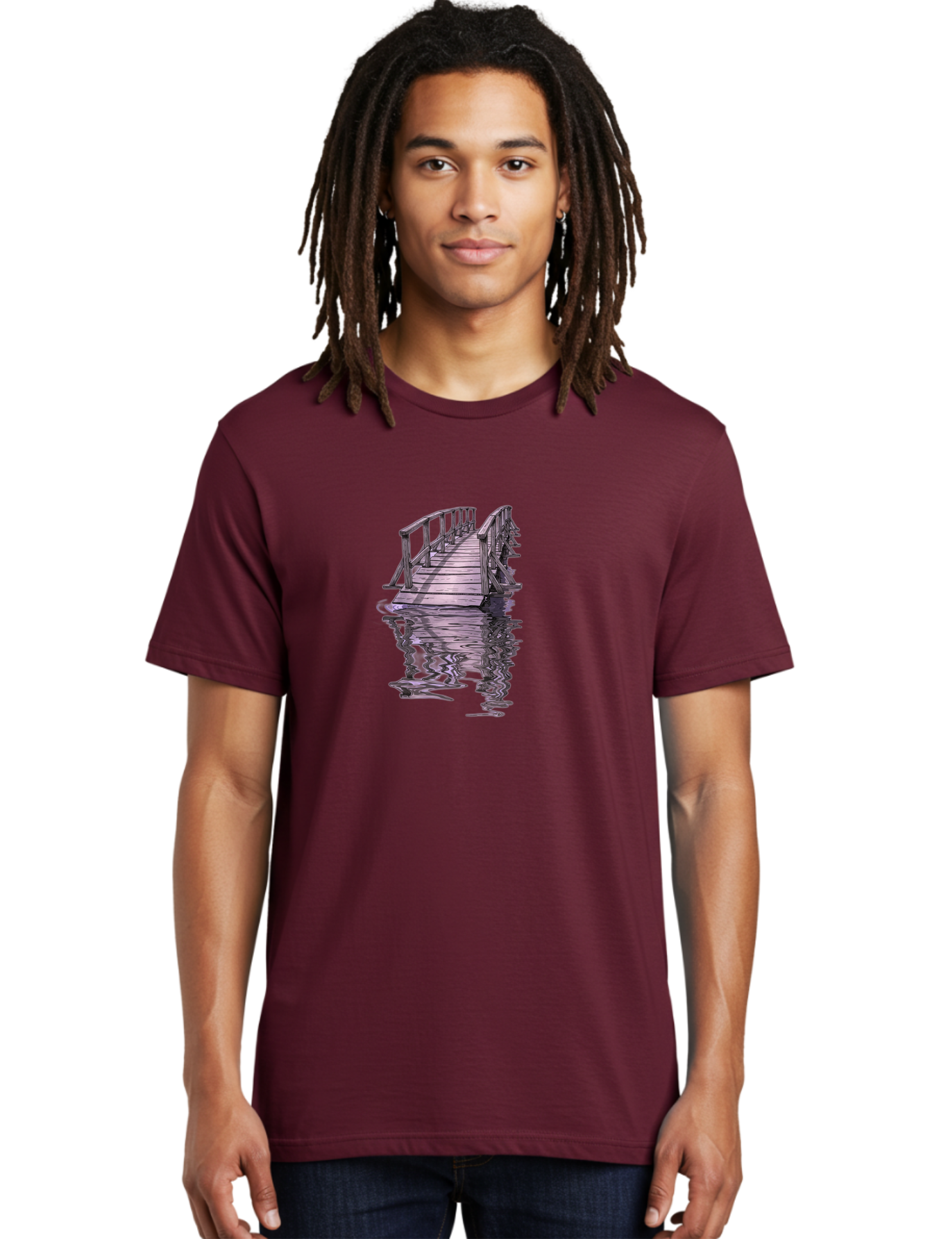 Wooden-Dock-Reflection Men'S Graphic Tee, 100% Cotton, Comfortable Casual Summer Wear, Machine Washable, Vintage Camera, Old Camera, Antique Camera, Black Camera, Classic Photography, Photography Equipment, Nostalgic Device, Film Camera, Baf673 18