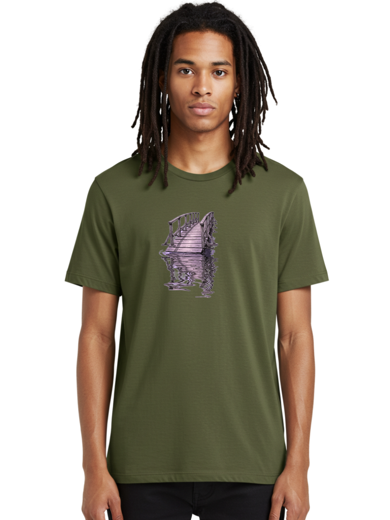 Wooden-Dock-Reflection Men'S Graphic Tee, 100% Cotton, Comfortable Casual Summer Wear, Machine Washable, Vintage Camera, Old Camera, Antique Camera, Black Camera, Classic Photography, Photography Equipment, Nostalgic Device, Film Camera, Baf673 10