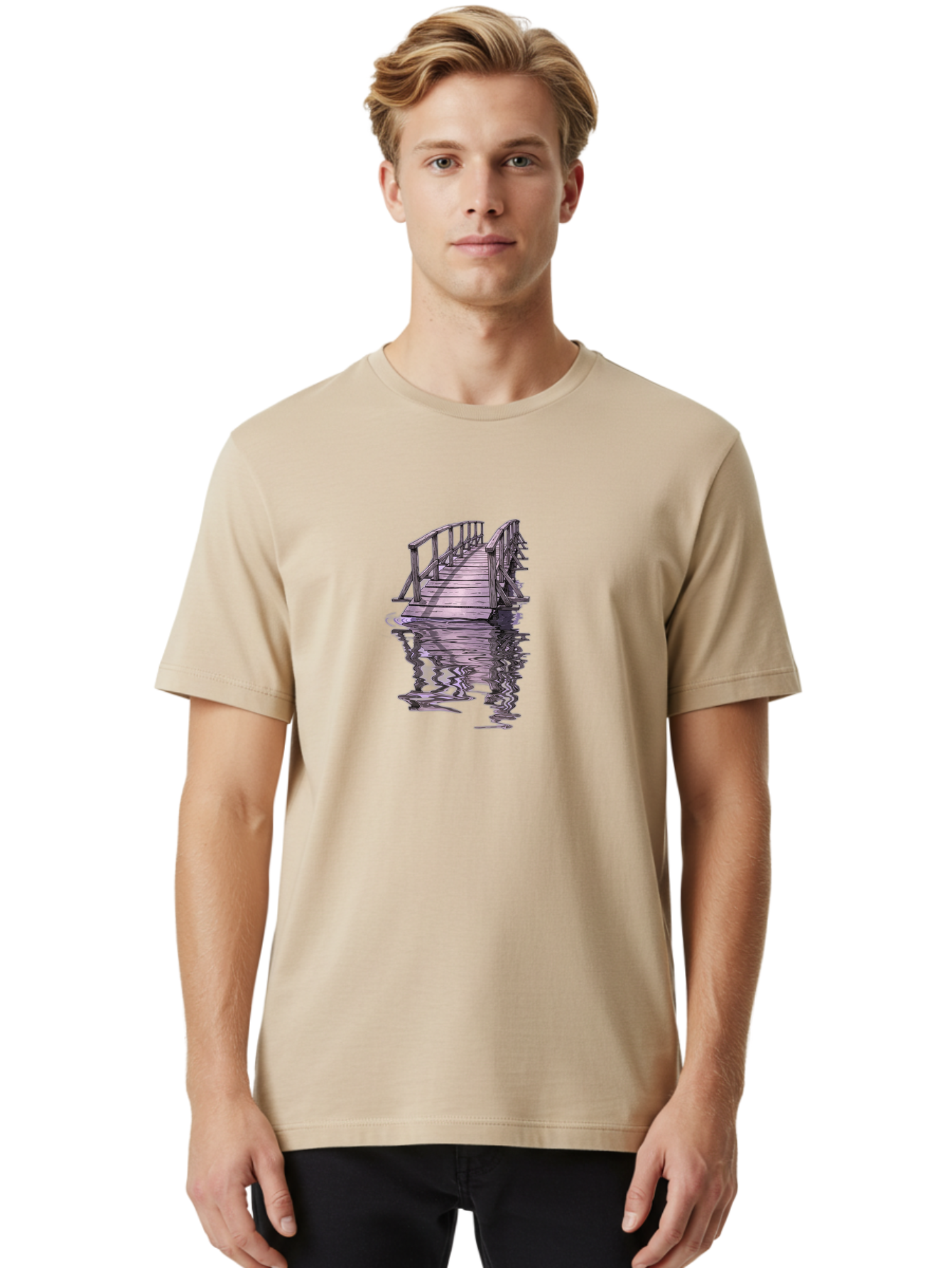 Wooden-Dock-Reflection Men'S Graphic Tee, 100% Cotton, Comfortable Casual Summer Wear, Machine Washable, Vintage Camera, Old Camera, Antique Camera, Black Camera, Classic Photography, Photography Equipment, Nostalgic Device, Film Camera, Baf673 24