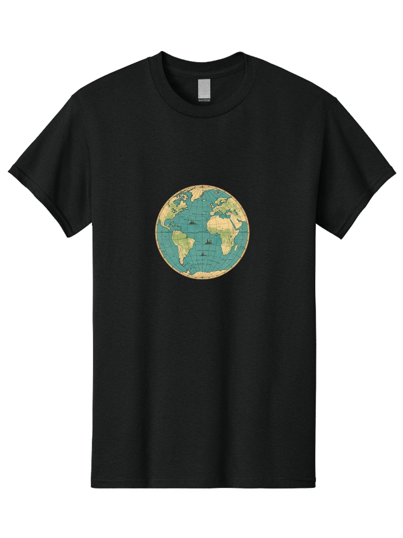 World-Map-Globe Men'S Graphic Tee, 100% Cotton, Comfortable Casual Summer Wear, Machine Washable, Vintage Camera, Old Camera, Antique Camera, Black Camera, Classic Photography, Photography Equipment, Nostalgic Device, Film Camera, Camera Art Baf675 3