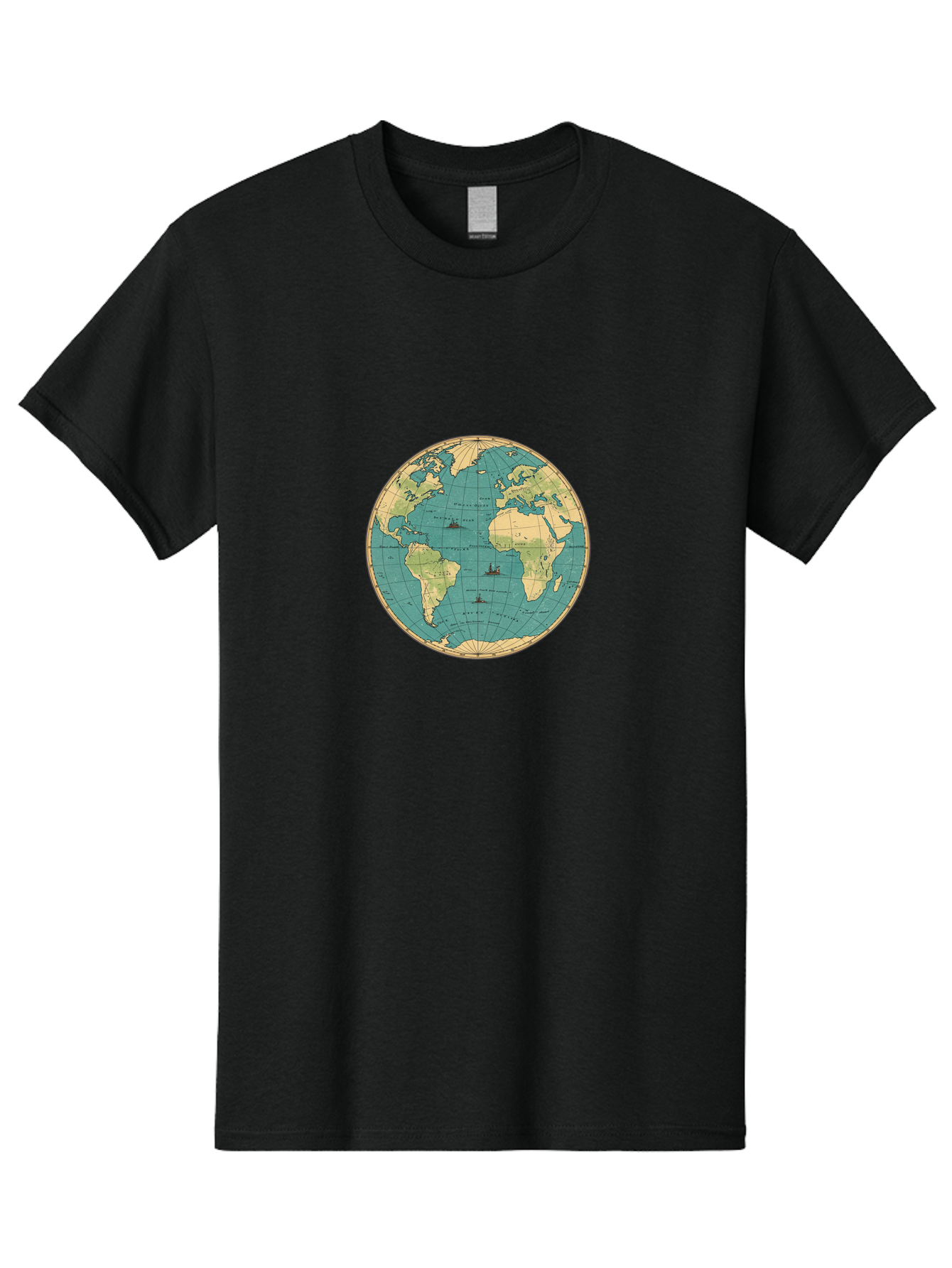 World-Map-Globe Men'S Graphic Tee, 100% Cotton, Comfortable Casual Summer Wear, Machine Washable, Vintage Camera, Old Camera, Antique Camera, Black Camera, Classic Photography, Photography Equipment, Nostalgic Device, Film Camera, Camera Art Baf675 17