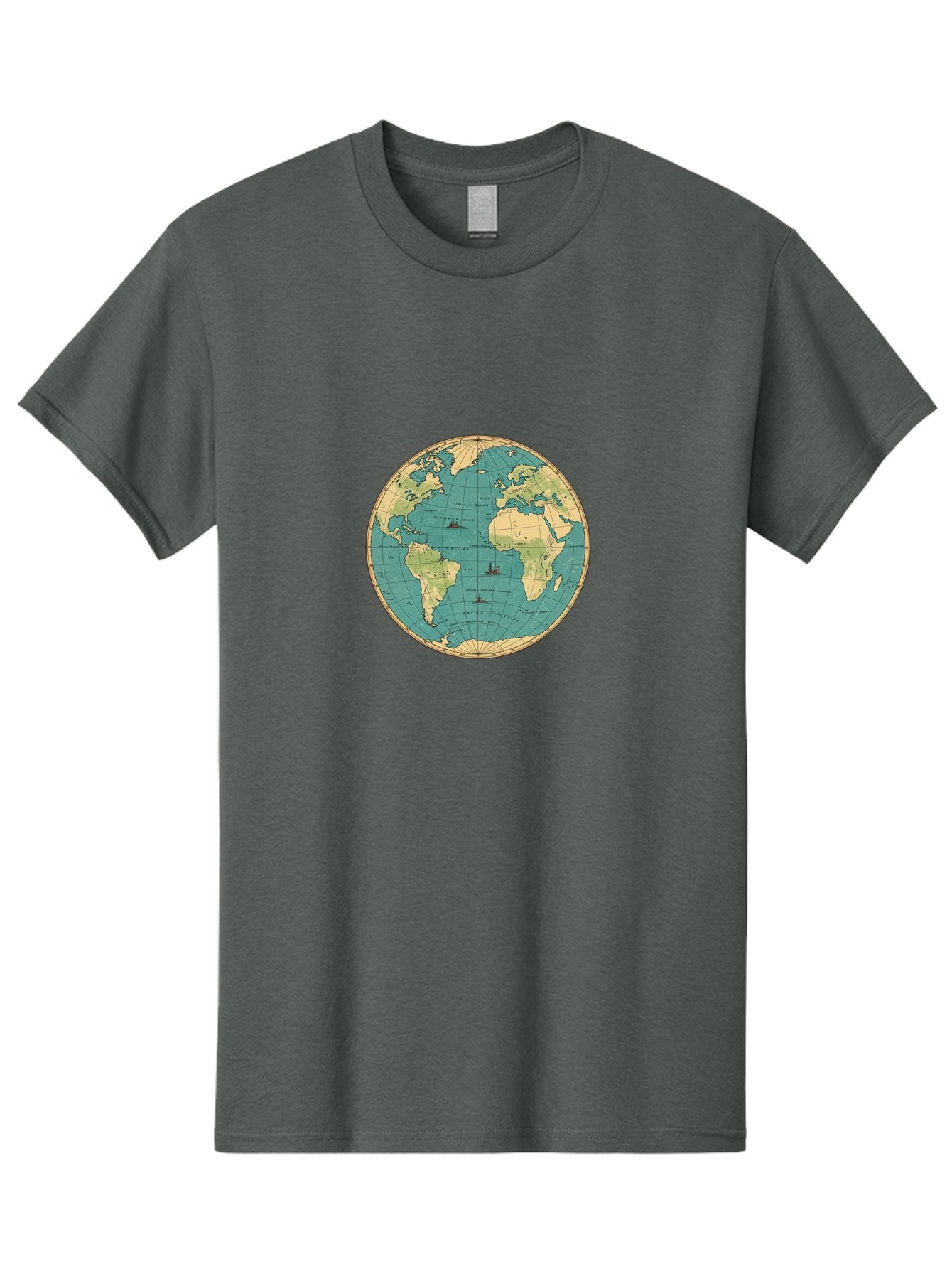 World-Map-Globe Men'S Graphic Tee, 100% Cotton, Comfortable Casual Summer Wear, Machine Washable, Vintage Camera, Old Camera, Antique Camera, Black Camera, Classic Photography, Photography Equipment, Nostalgic Device, Film Camera, Camera Art Baf675 5