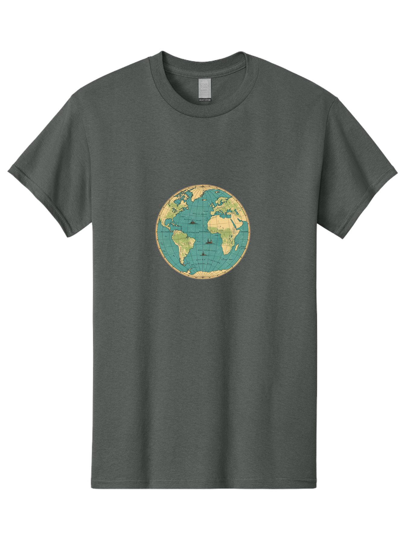 World-Map-Globe Men'S Graphic Tee, 100% Cotton, Comfortable Casual Summer Wear, Machine Washable, Vintage Camera, Old Camera, Antique Camera, Black Camera, Classic Photography, Photography Equipment, Nostalgic Device, Film Camera, Camera Art Baf675 15