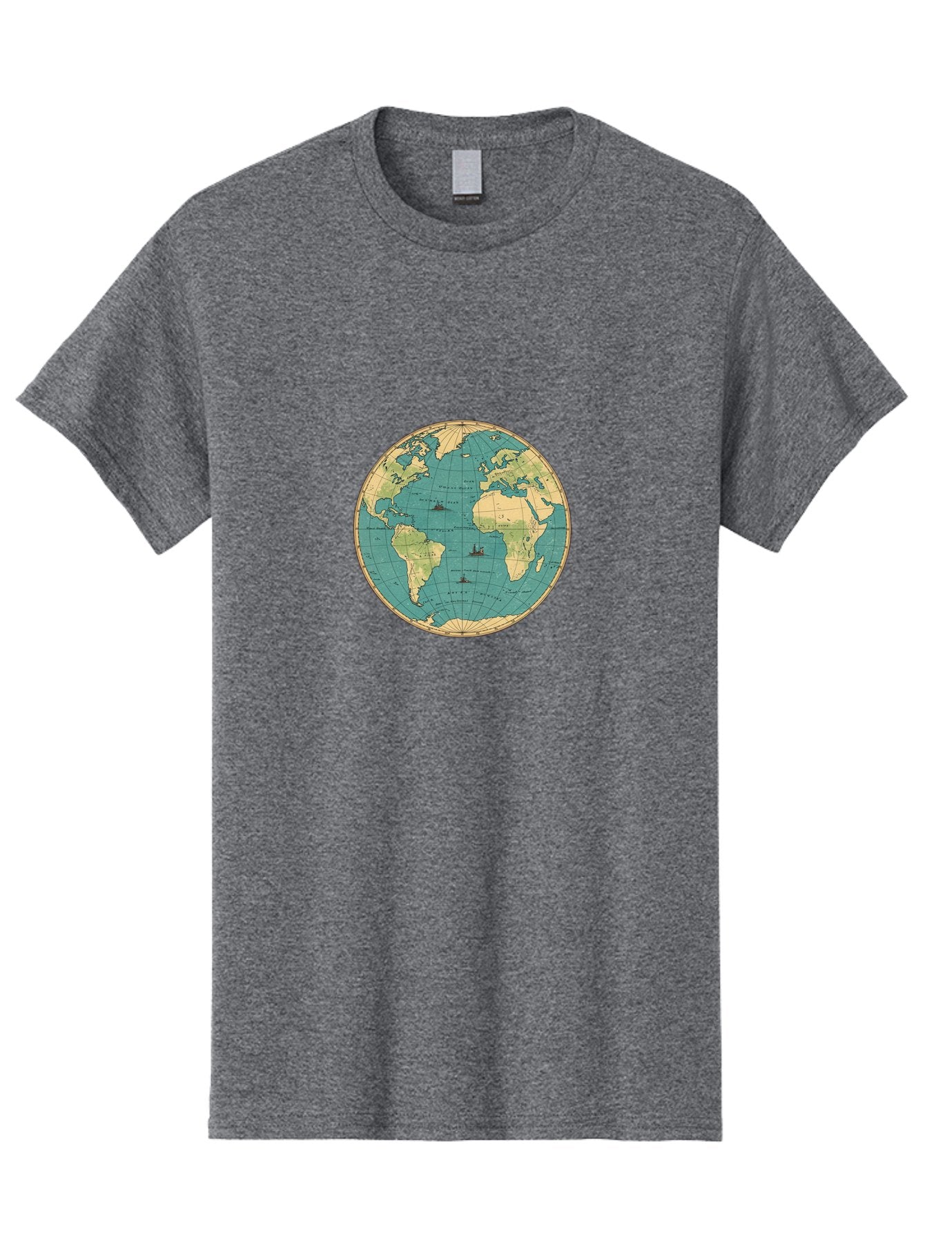 World-Map-Globe Men'S Graphic Tee, 100% Cotton, Comfortable Casual Summer Wear, Machine Washable, Vintage Camera, Old Camera, Antique Camera, Black Camera, Classic Photography, Photography Equipment, Nostalgic Device, Film Camera, Camera Art Baf675 12