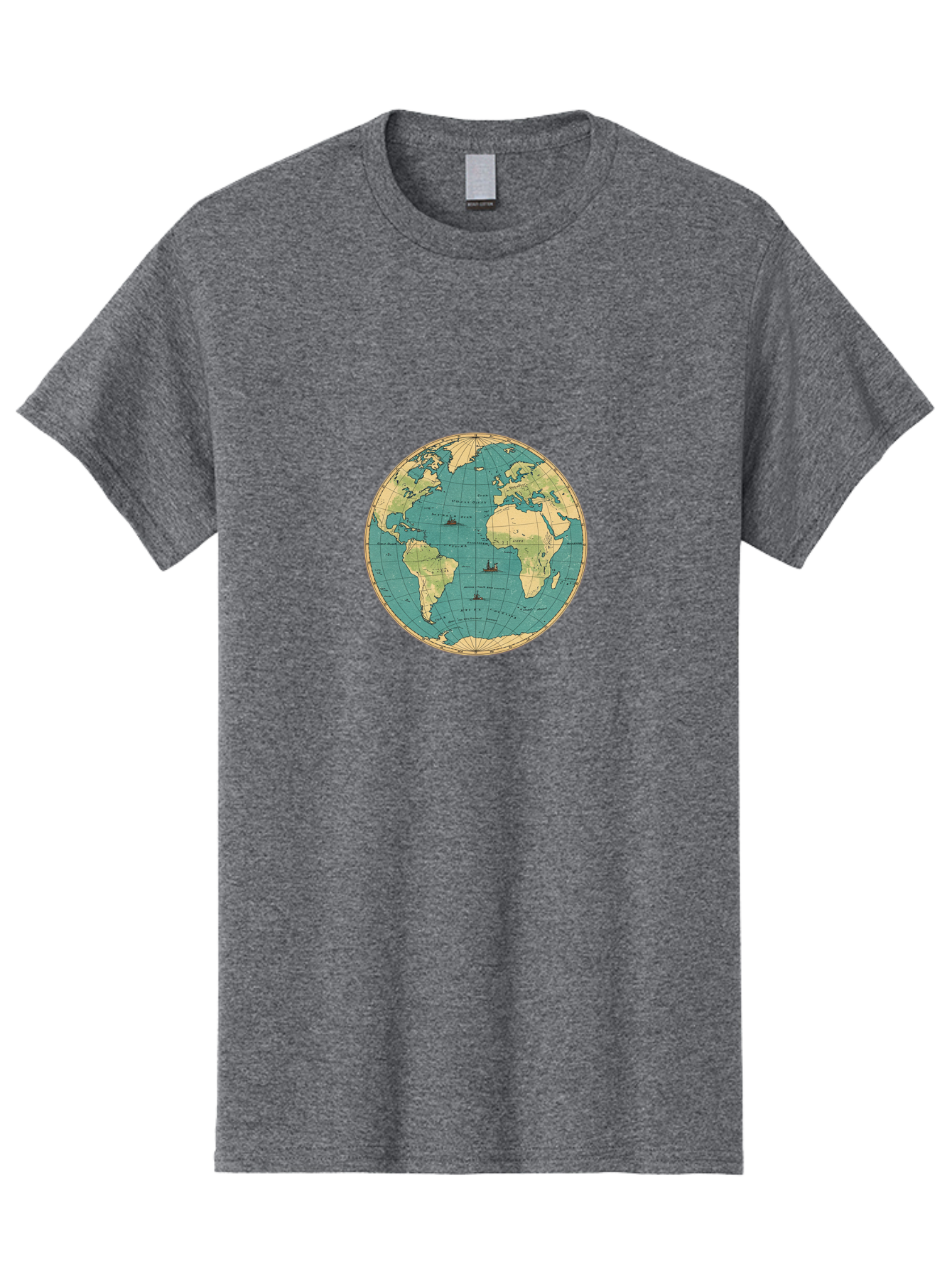 World-Map-Globe Men'S Graphic Tee, 100% Cotton, Comfortable Casual Summer Wear, Machine Washable, Vintage Camera, Old Camera, Antique Camera, Black Camera, Classic Photography, Photography Equipment, Nostalgic Device, Film Camera, Camera Art Baf675 5