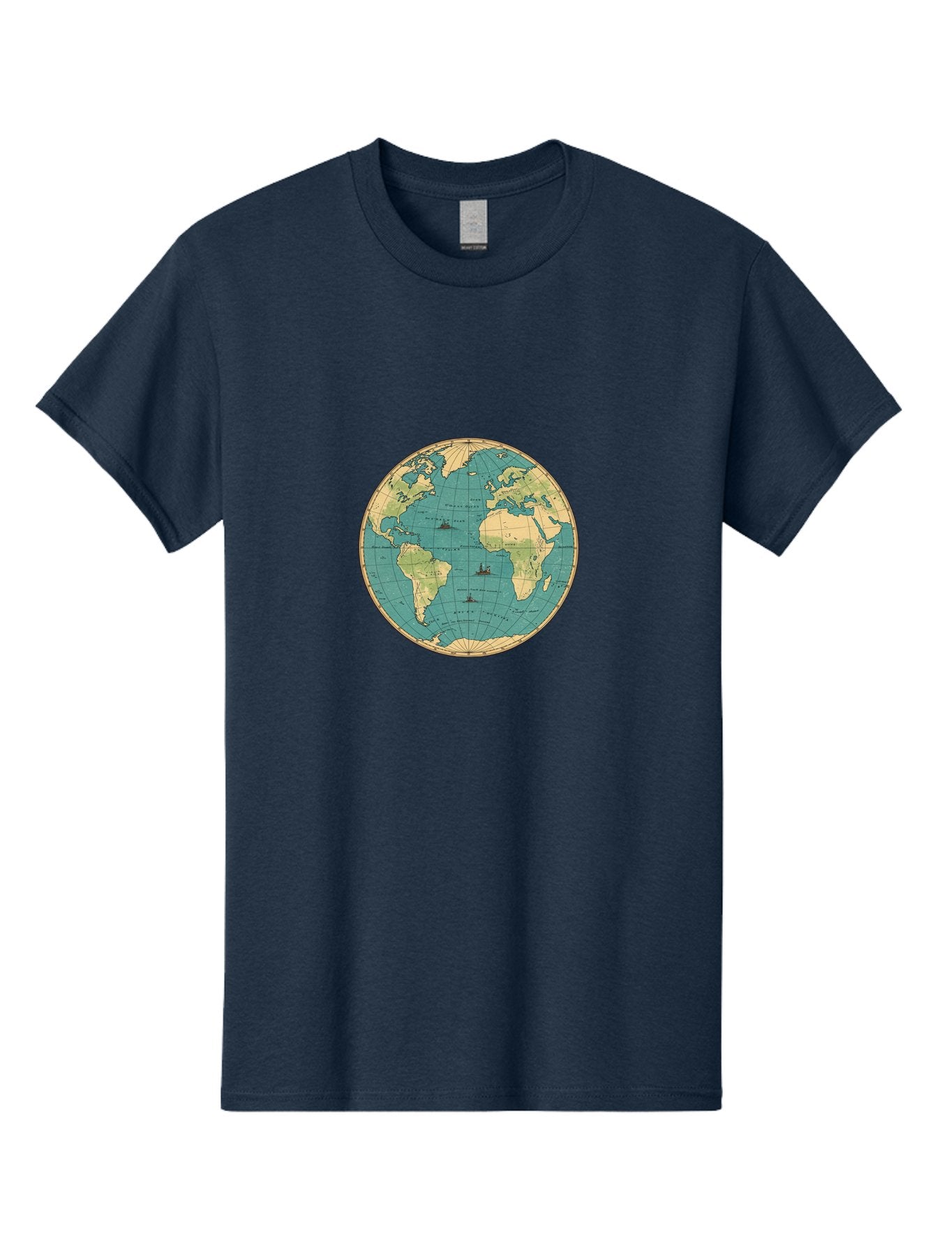World-Map-Globe Men'S Graphic Tee, 100% Cotton, Comfortable Casual Summer Wear, Machine Washable, Vintage Camera, Old Camera, Antique Camera, Black Camera, Classic Photography, Photography Equipment, Nostalgic Device, Film Camera, Camera Art Baf675 4