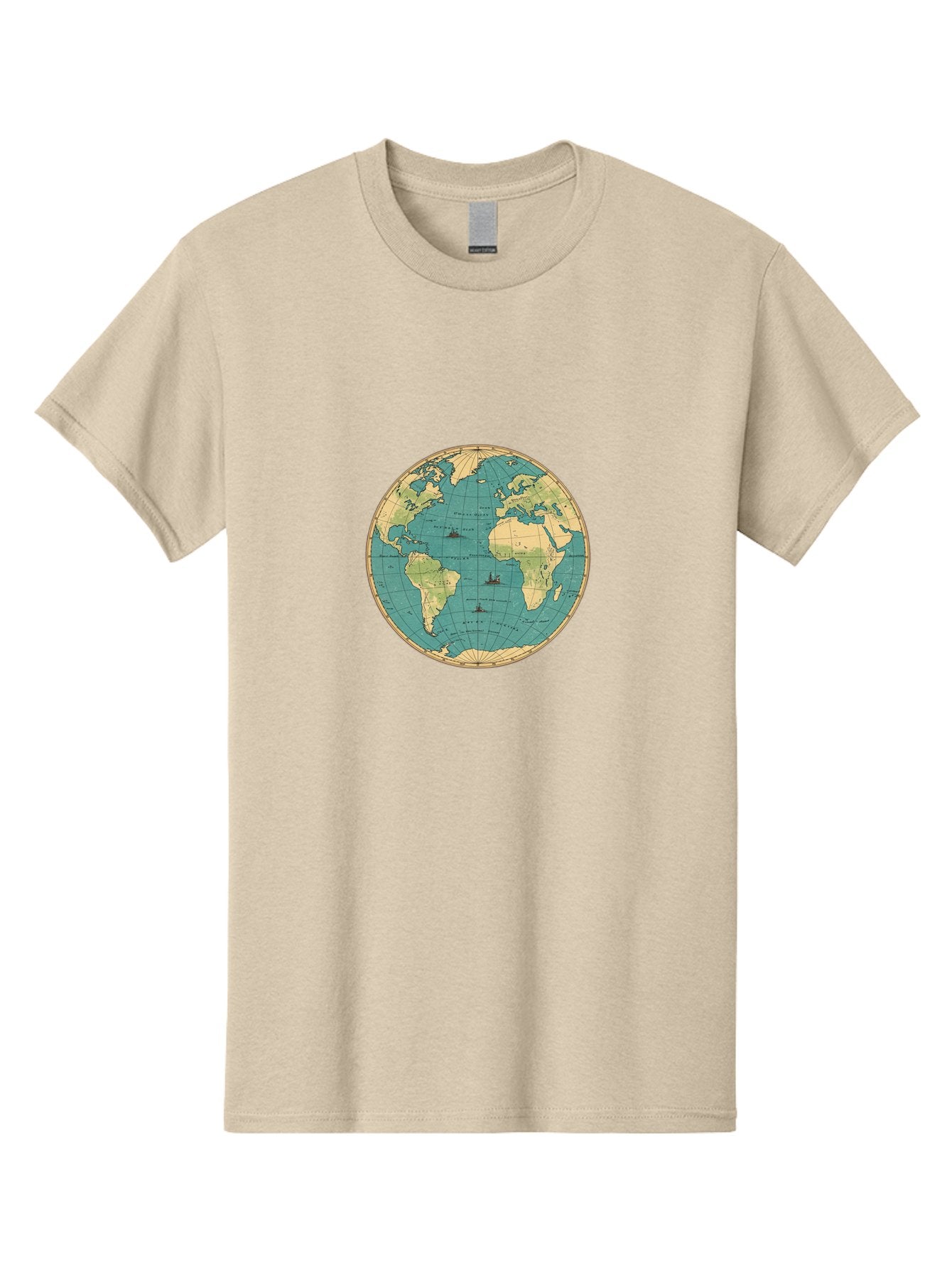 World-Map-Globe Men'S Graphic Tee, 100% Cotton, Comfortable Casual Summer Wear, Machine Washable, Vintage Camera, Old Camera, Antique Camera, Black Camera, Classic Photography, Photography Equipment, Nostalgic Device, Film Camera, Camera Art Baf675