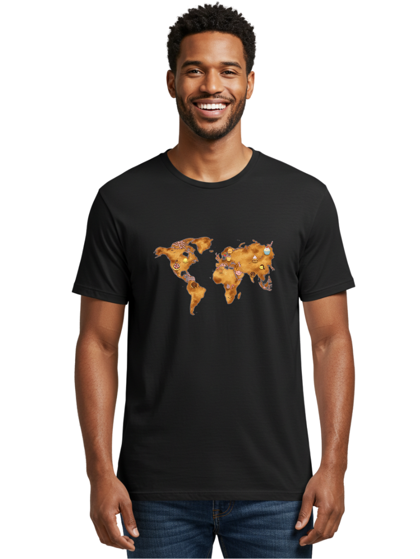 World-Map-With-Cupcakes Men'S Graphic Tee, 100% Cotton, Comfortable Casual Summer Wear, Machine Washable, Vintage Camera, Old Camera, Antique Camera, Black Camera, Classic Photography, Photography Equipment, Nostalgic Device, Film Camera, Baf676 16