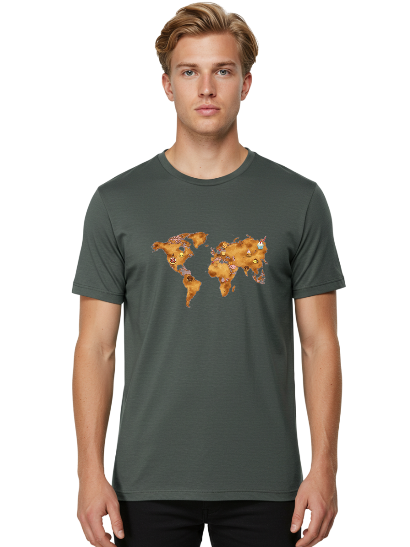 World-Map-With-Cupcakes Men'S Graphic Tee, 100% Cotton, Comfortable Casual Summer Wear, Machine Washable, Vintage Camera, Old Camera, Antique Camera, Black Camera, Classic Photography, Photography Equipment, Nostalgic Device, Film Camera, Baf676 4