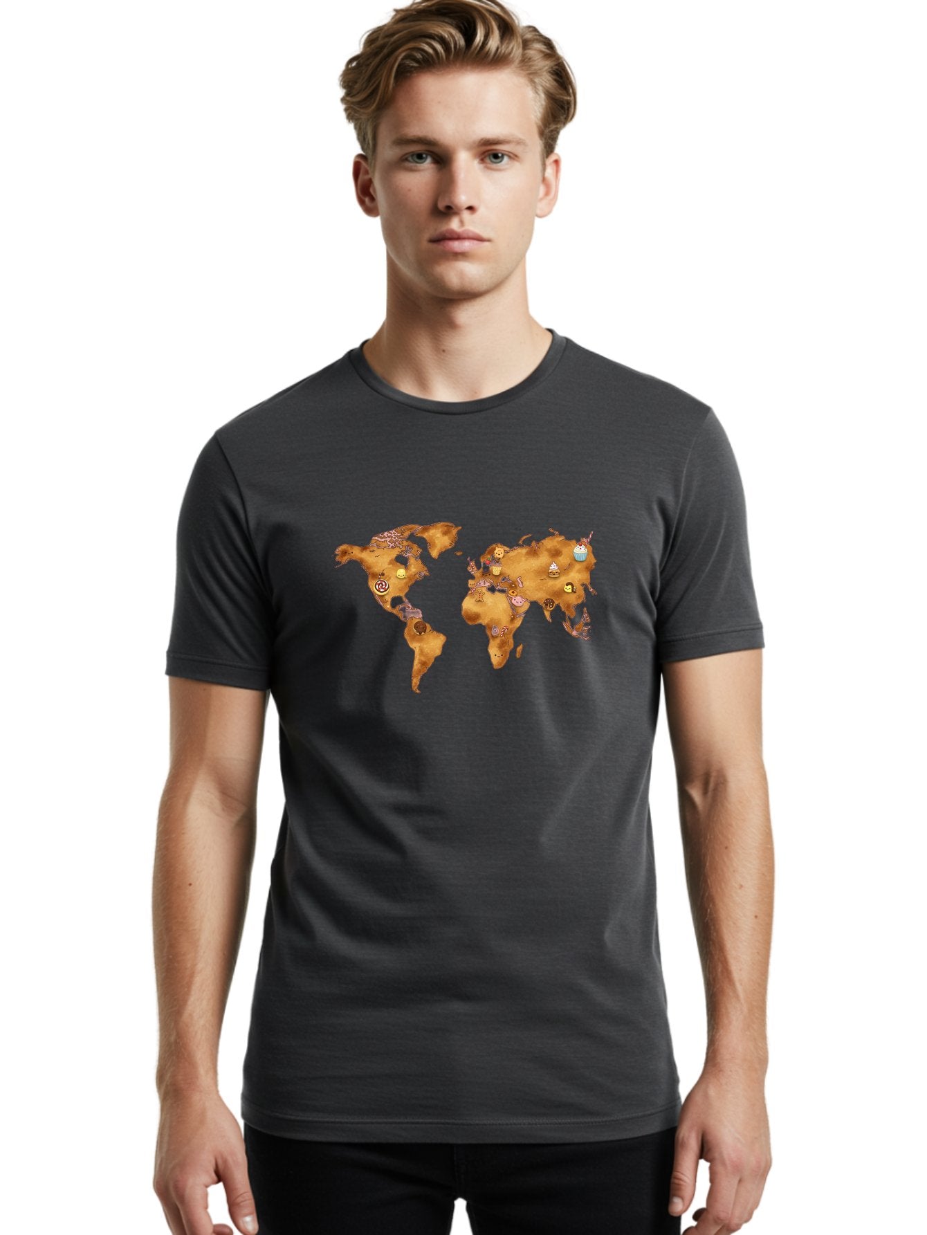 World-Map-With-Cupcakes Men'S Graphic Tee, 100% Cotton, Comfortable Casual Summer Wear, Machine Washable, Vintage Camera, Old Camera, Antique Camera, Black Camera, Classic Photography, Photography Equipment, Nostalgic Device, Film Camera, Baf676 30
