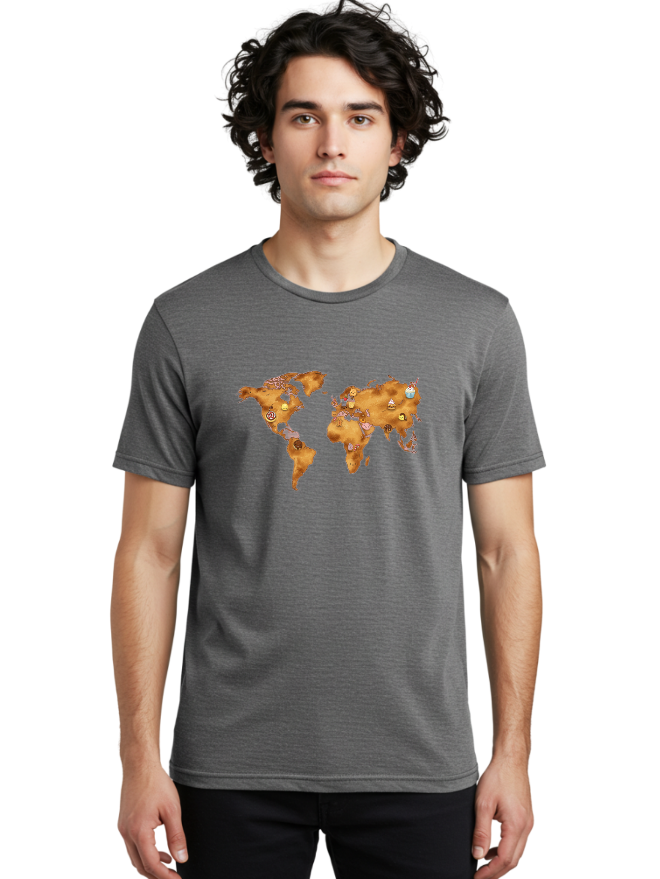 World-Map-With-Cupcakes Men'S Graphic Tee, 100% Cotton, Comfortable Casual Summer Wear, Machine Washable, Vintage Camera, Old Camera, Antique Camera, Black Camera, Classic Photography, Photography Equipment, Nostalgic Device, Film Camera, Baf676 6