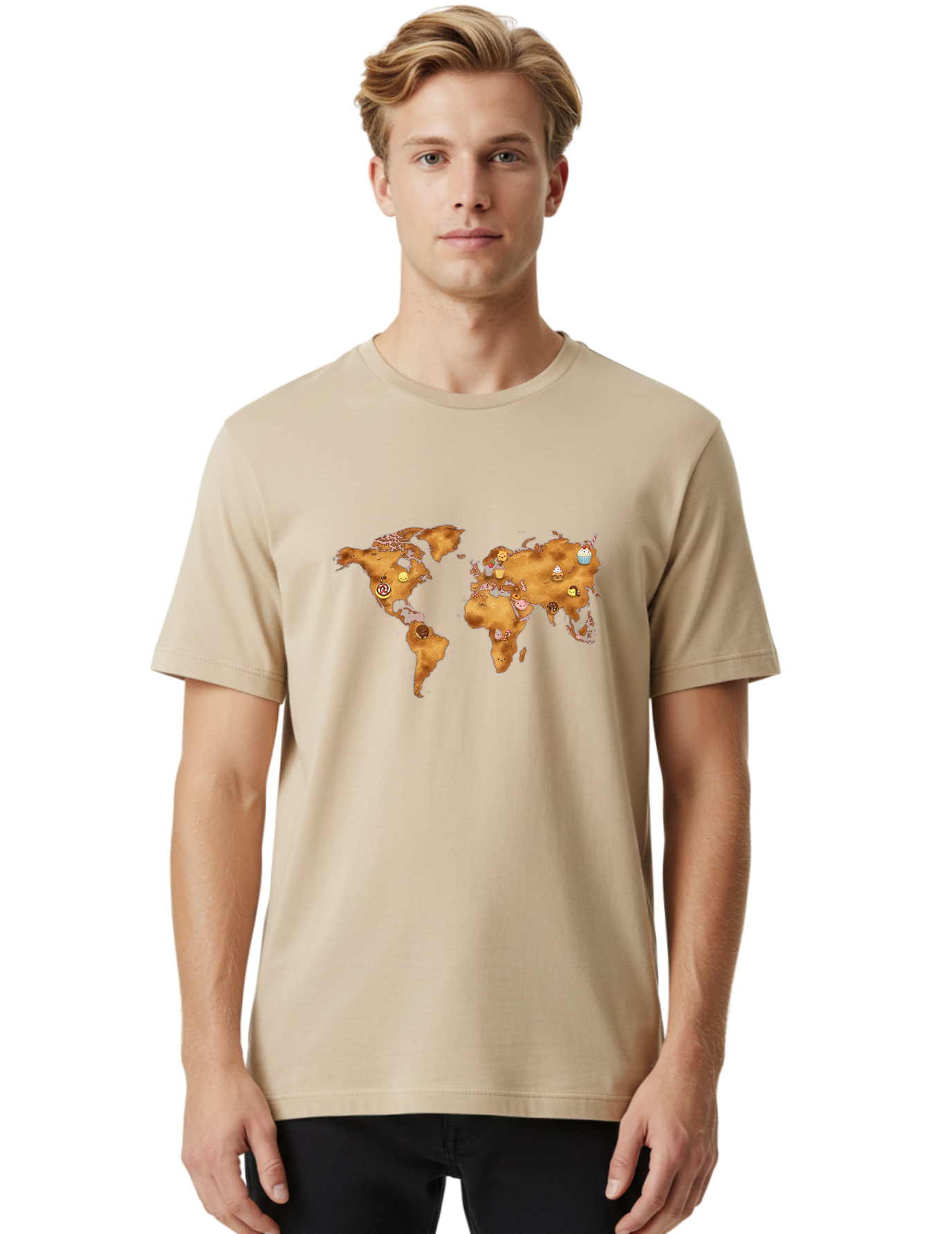 World-Map-With-Cupcakes Men'S Graphic Tee, 100% Cotton, Comfortable Casual Summer Wear, Machine Washable, Vintage Camera, Old Camera, Antique Camera, Black Camera, Classic Photography, Photography Equipment, Nostalgic Device, Film Camera, Baf676 26