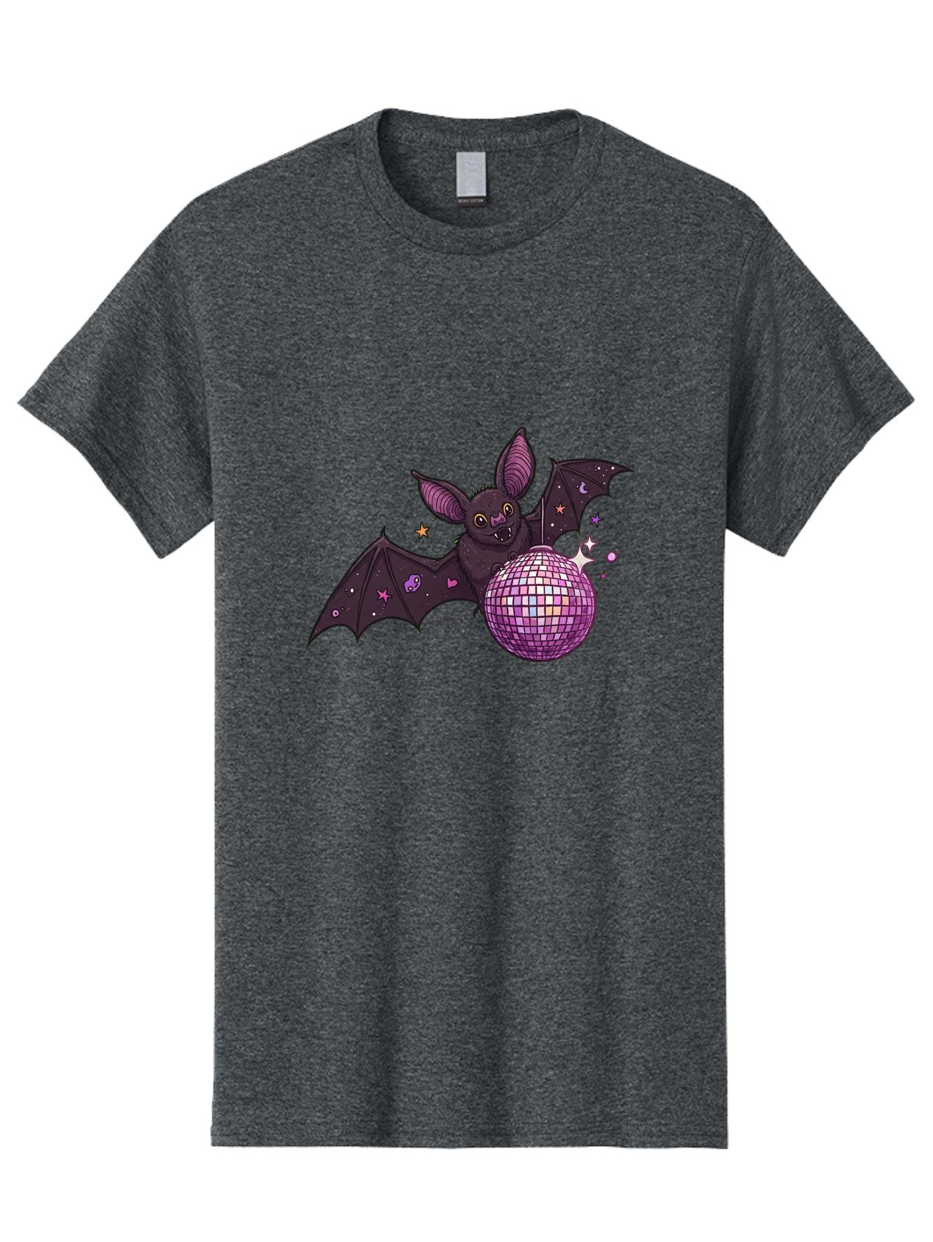 Bat-Holding-Disco-Ball-2 Men'S Graphic Tee, 100% Cotton, Comfortable Casual Summer Wear, Machine Washable, Vintage Camera, Old Camera, Antique Camera, Black Camera, Classic Photography, Photography Equipment, Nostalgic Device, Film Camera, Baf692 15