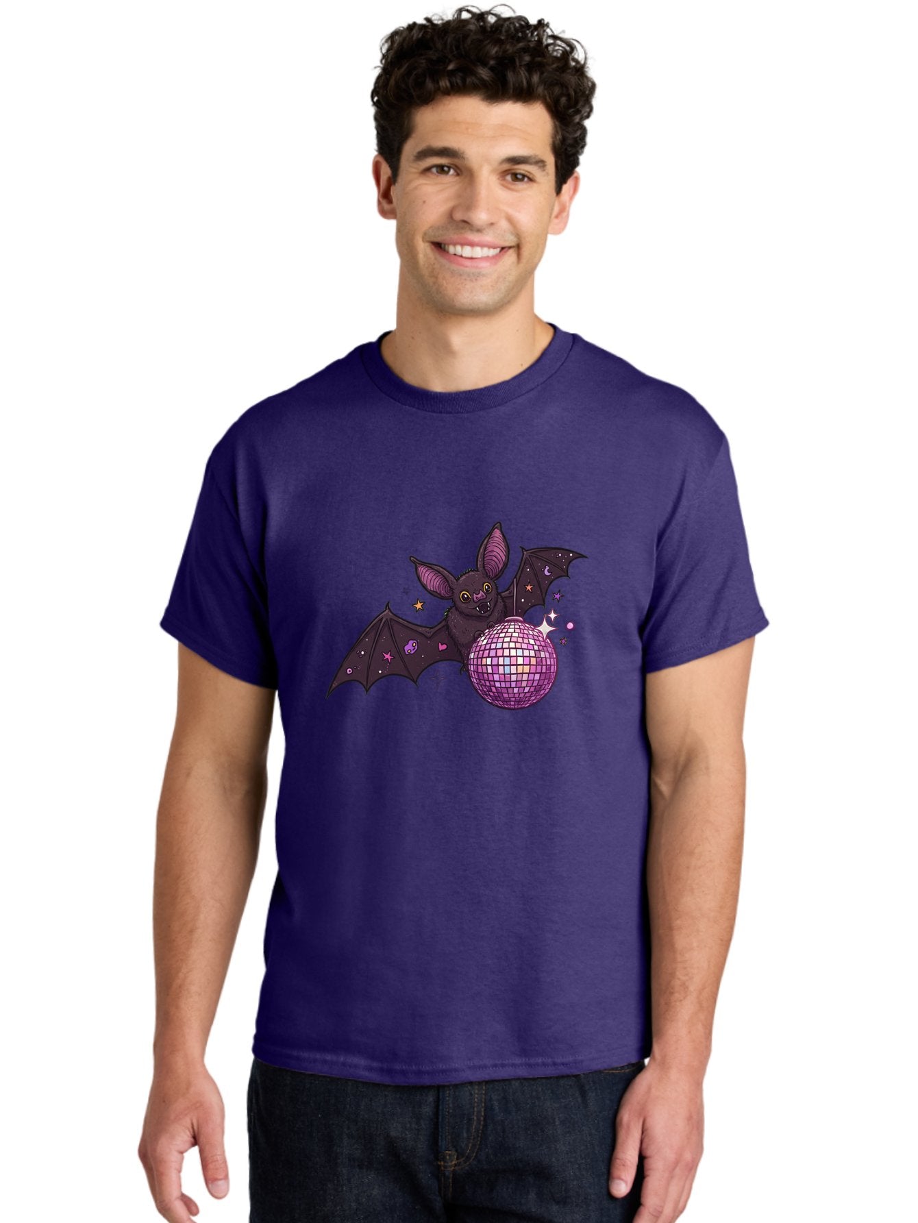 Bat-Holding-Disco-Ball-2 Men'S Graphic Tee, 100% Cotton, Comfortable Casual Summer Wear, Machine Washable, Vintage Camera, Old Camera, Antique Camera, Black Camera, Classic Photography, Photography Equipment, Nostalgic Device, Film Camera, Baf692 28