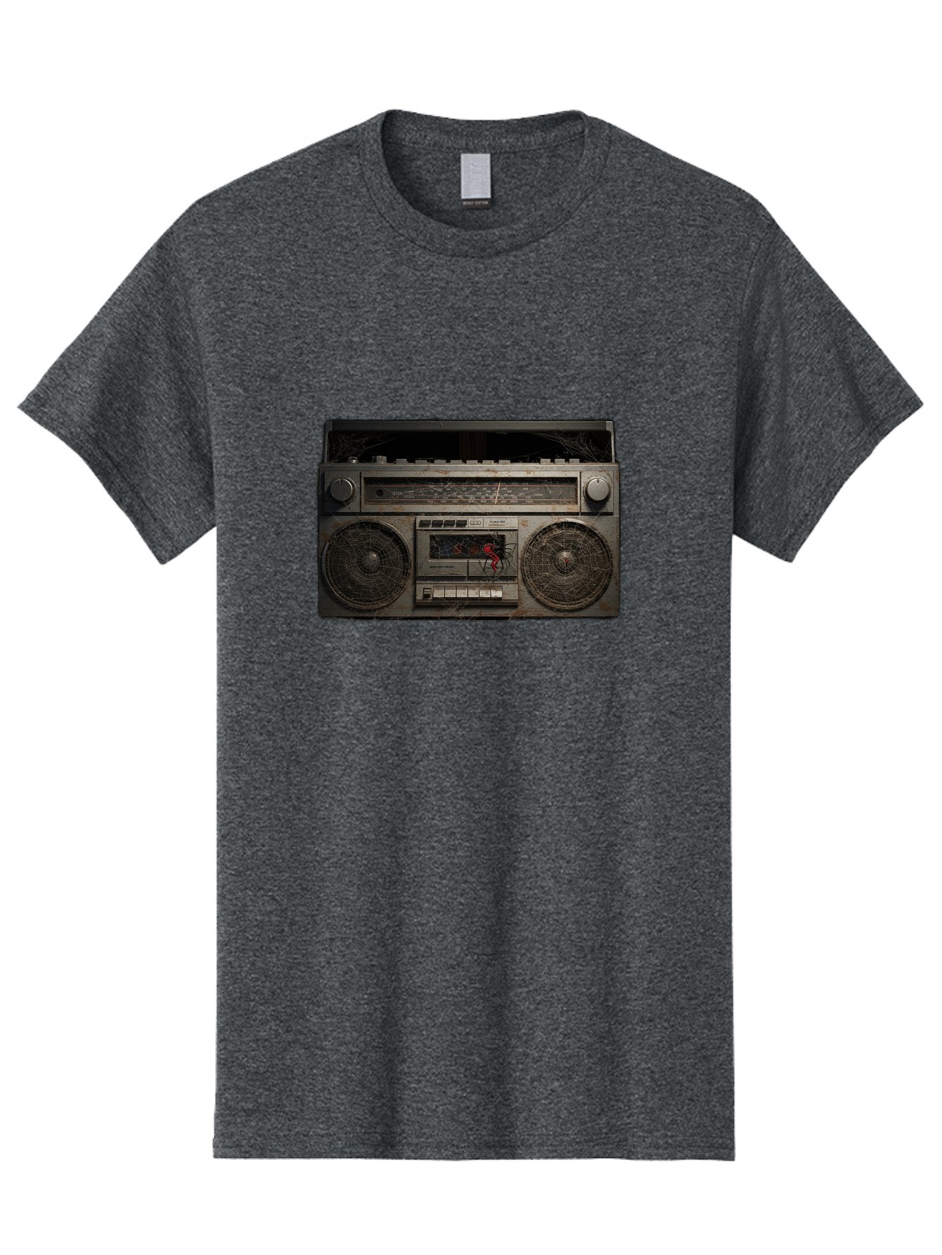 Boombox-With-Spider Men'S Graphic Tee, 100% Cotton, Comfortable Casual Summer Wear, Machine Washable, Vintage Camera, Old Camera, Antique Camera, Black Camera, Classic Photography, Photography Equipment, Nostalgic Device, Film Camera, Baf703 13