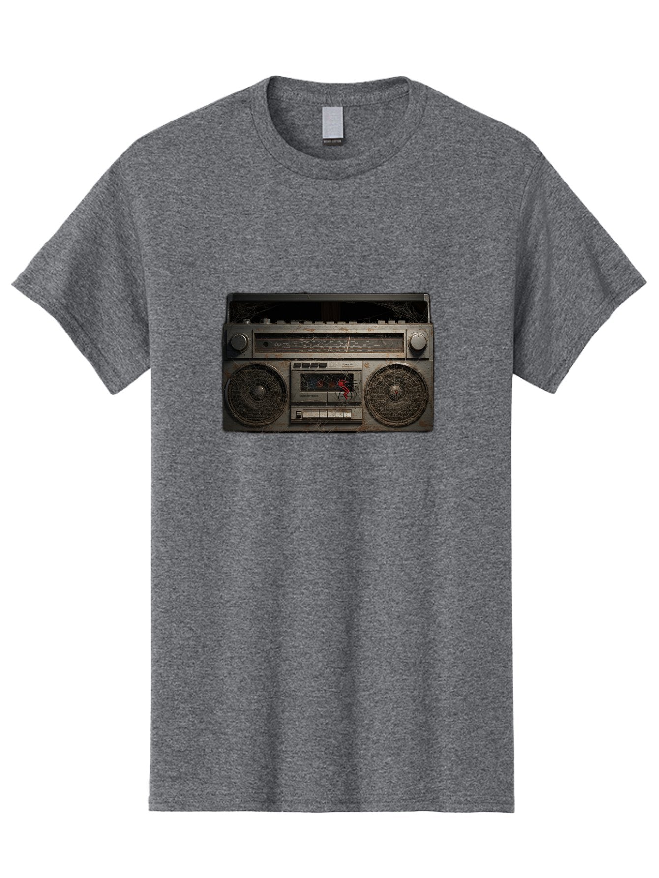 Boombox-With-Spider Men'S Graphic Tee, 100% Cotton, Comfortable Casual Summer Wear, Machine Washable, Vintage Camera, Old Camera, Antique Camera, Black Camera, Classic Photography, Photography Equipment, Nostalgic Device, Film Camera, Baf703 7
