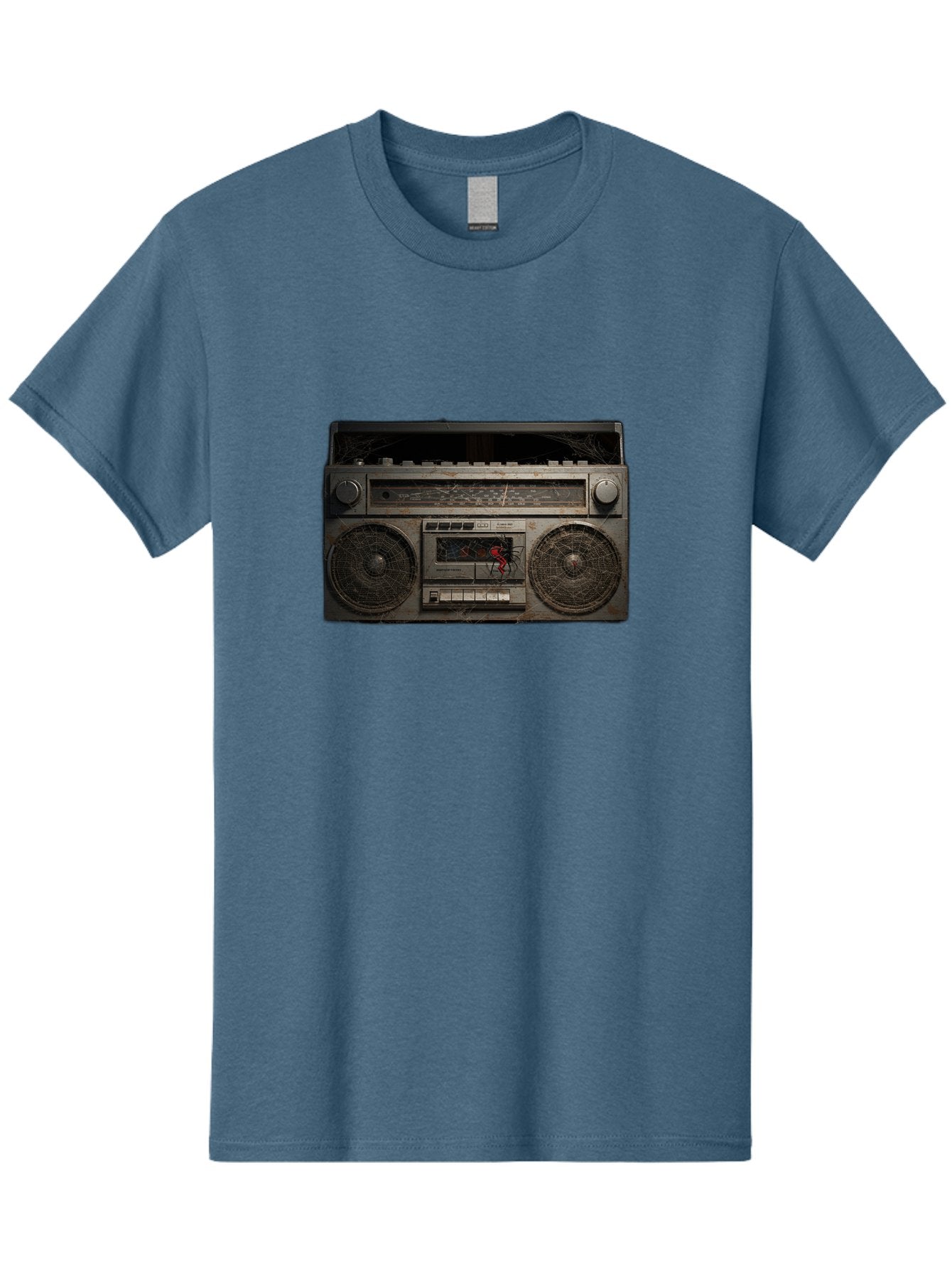 Boombox-With-Spider Men'S Graphic Tee, 100% Cotton, Comfortable Casual Summer Wear, Machine Washable, Vintage Camera, Old Camera, Antique Camera, Black Camera, Classic Photography, Photography Equipment, Nostalgic Device, Film Camera, Baf703 11