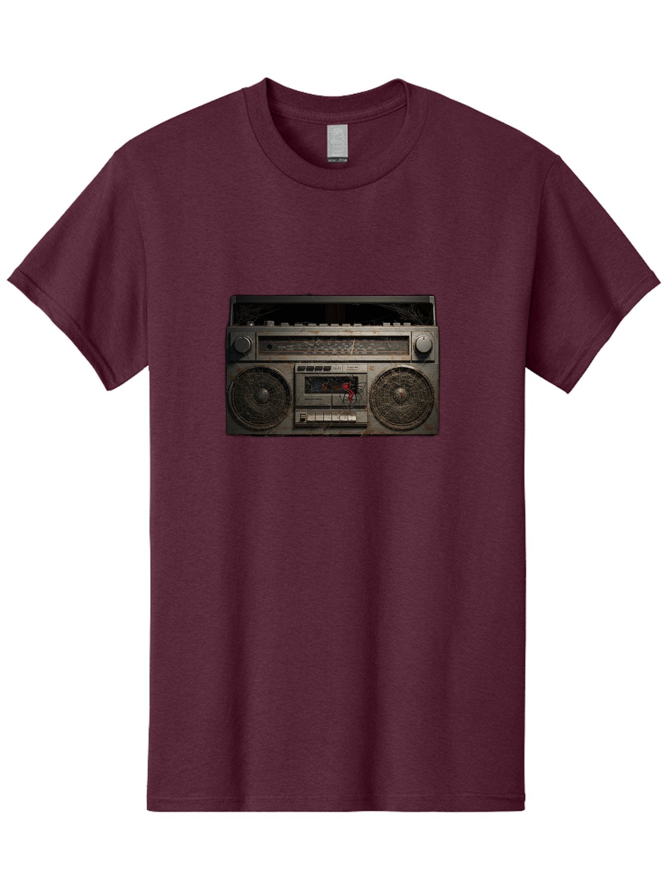 Boombox-With-Spider Men'S Graphic Tee, 100% Cotton, Comfortable Casual Summer Wear, Machine Washable, Vintage Camera, Old Camera, Antique Camera, Black Camera, Classic Photography, Photography Equipment, Nostalgic Device, Film Camera, Baf703 4
