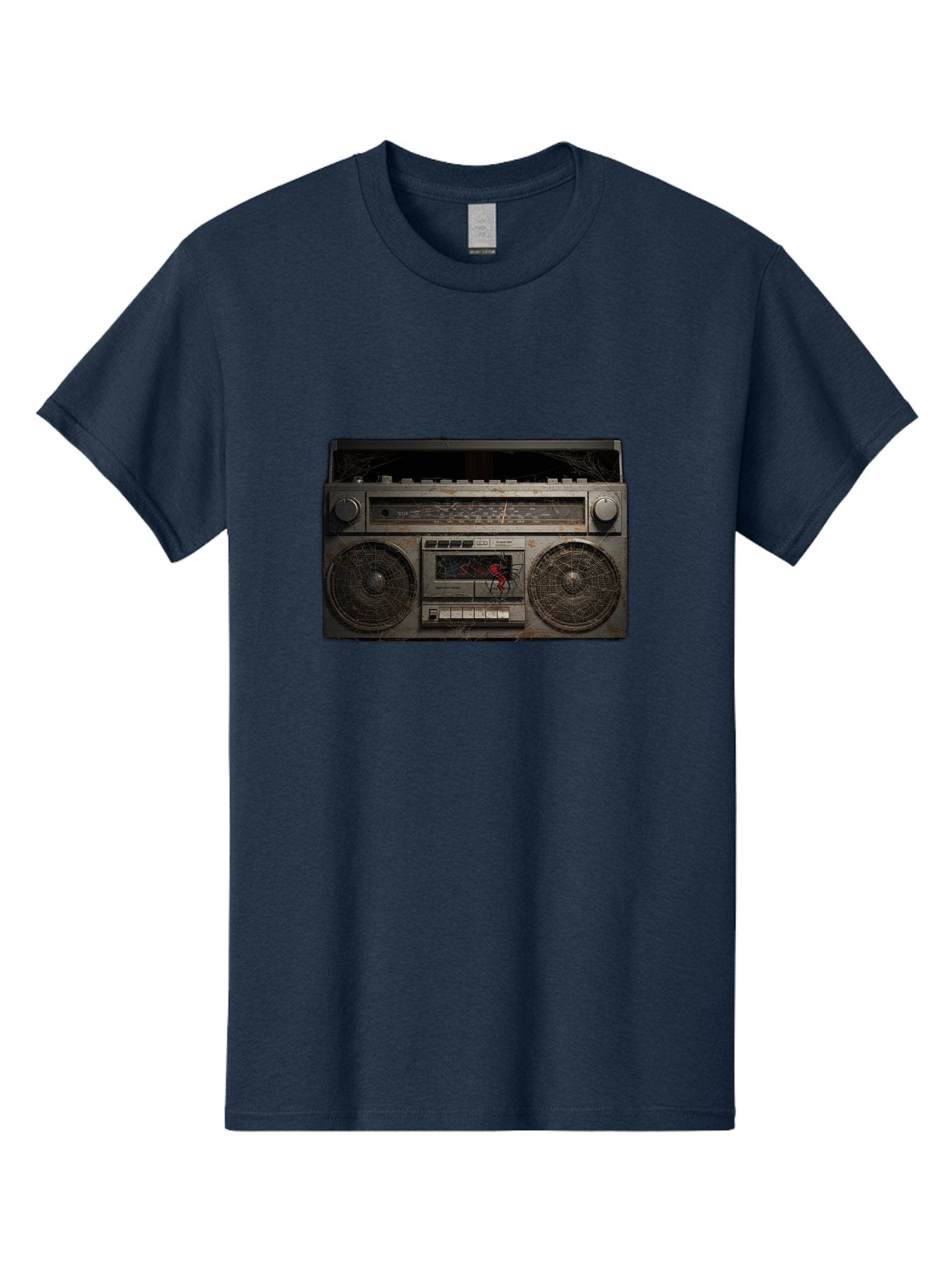 Boombox-With-Spider Men'S Graphic Tee, 100% Cotton, Comfortable Casual Summer Wear, Machine Washable, Vintage Camera, Old Camera, Antique Camera, Black Camera, Classic Photography, Photography Equipment, Nostalgic Device, Film Camera, Baf703