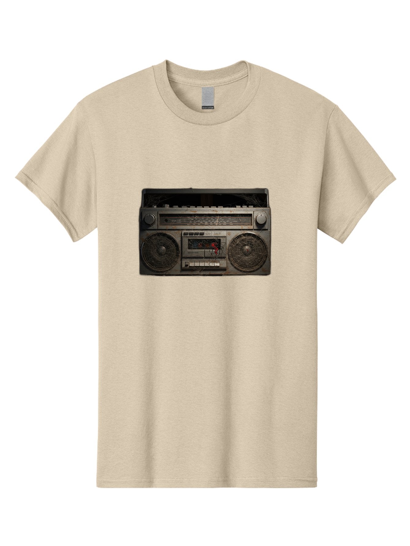 Boombox-With-Spider Men'S Graphic Tee, 100% Cotton, Comfortable Casual Summer Wear, Machine Washable, Vintage Camera, Old Camera, Antique Camera, Black Camera, Classic Photography, Photography Equipment, Nostalgic Device, Film Camera, Baf703 12