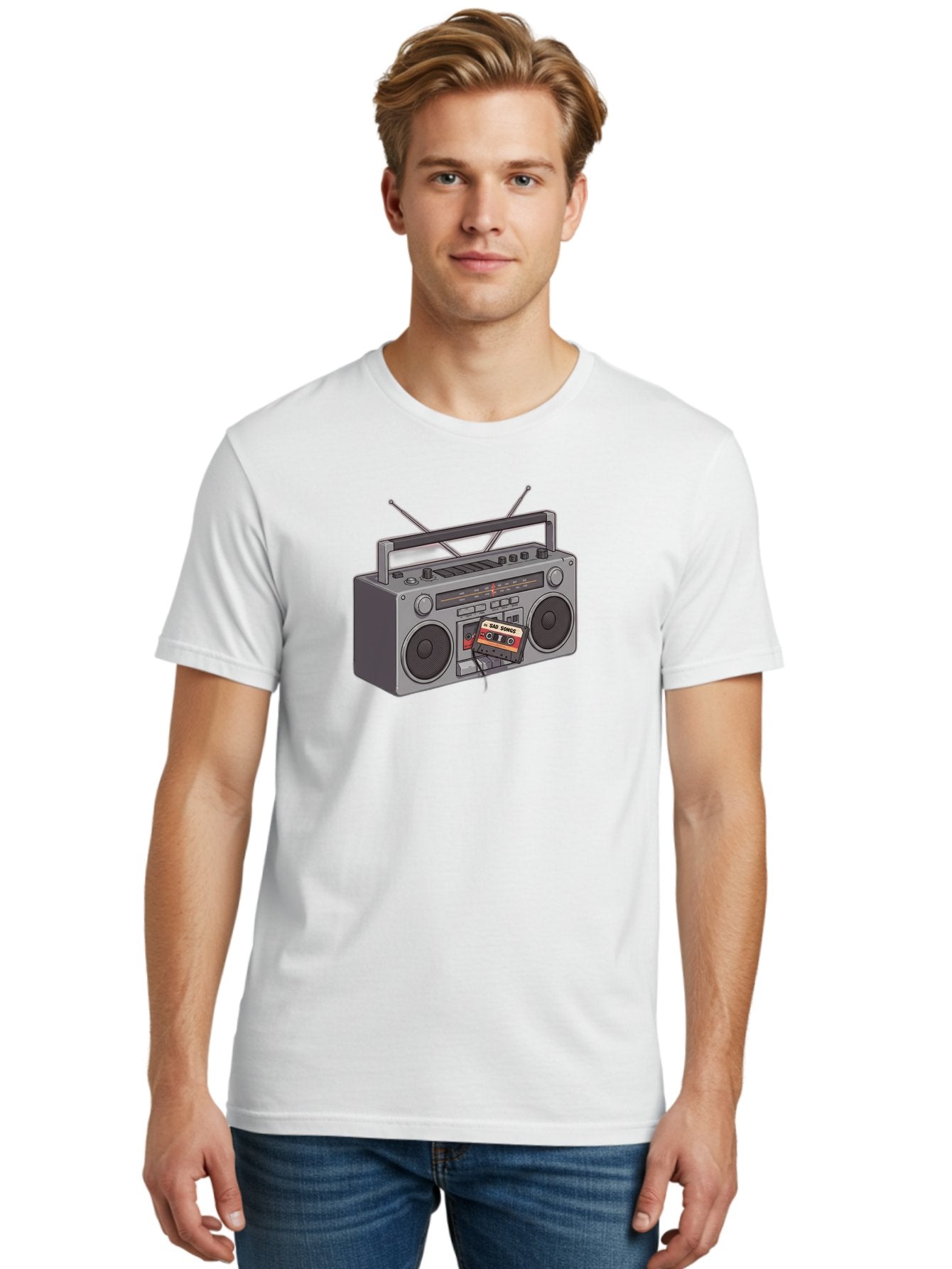 Cassette-Boombox Men'S Graphic Tee, 100% Cotton, Comfortable Casual Summer Wear, Machine Washable, Vintage Camera, Old Camera, Antique Camera, Black Camera, Classic Photography, Photography Equipment, Nostalgic Device, Film Camera, Camera Art Baf712 30