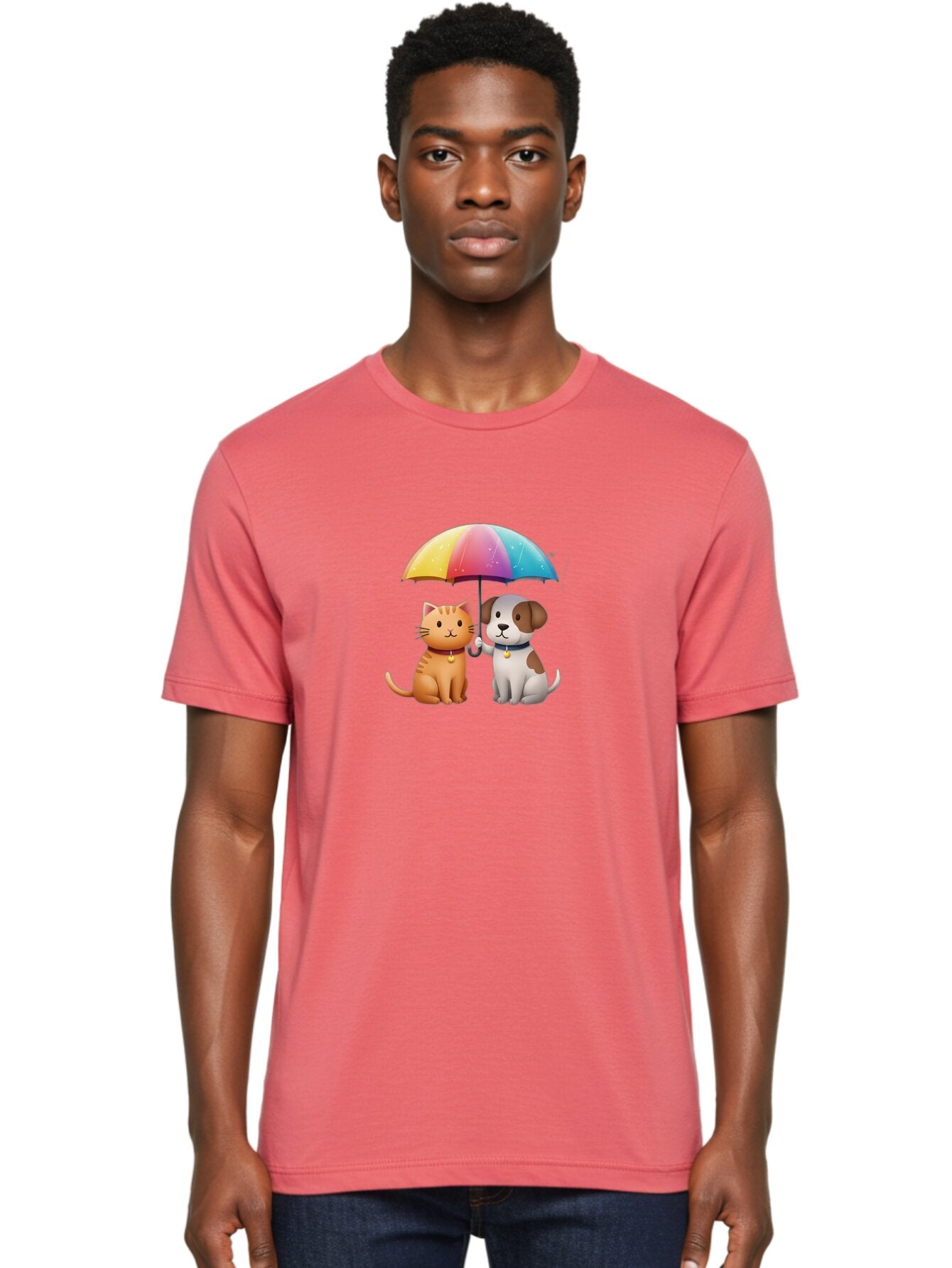 Cat-And-Dog-Under-Rainbow-Umbrella Men'S Graphic Tee, 100% Cotton, Comfortable Casual Summer Wear, Machine Washable, Vintage Camera, Old Camera, Antique Camera, Black Camera, Classic Photography, Photography Equipment, Nostalgic Device, Baf714 27