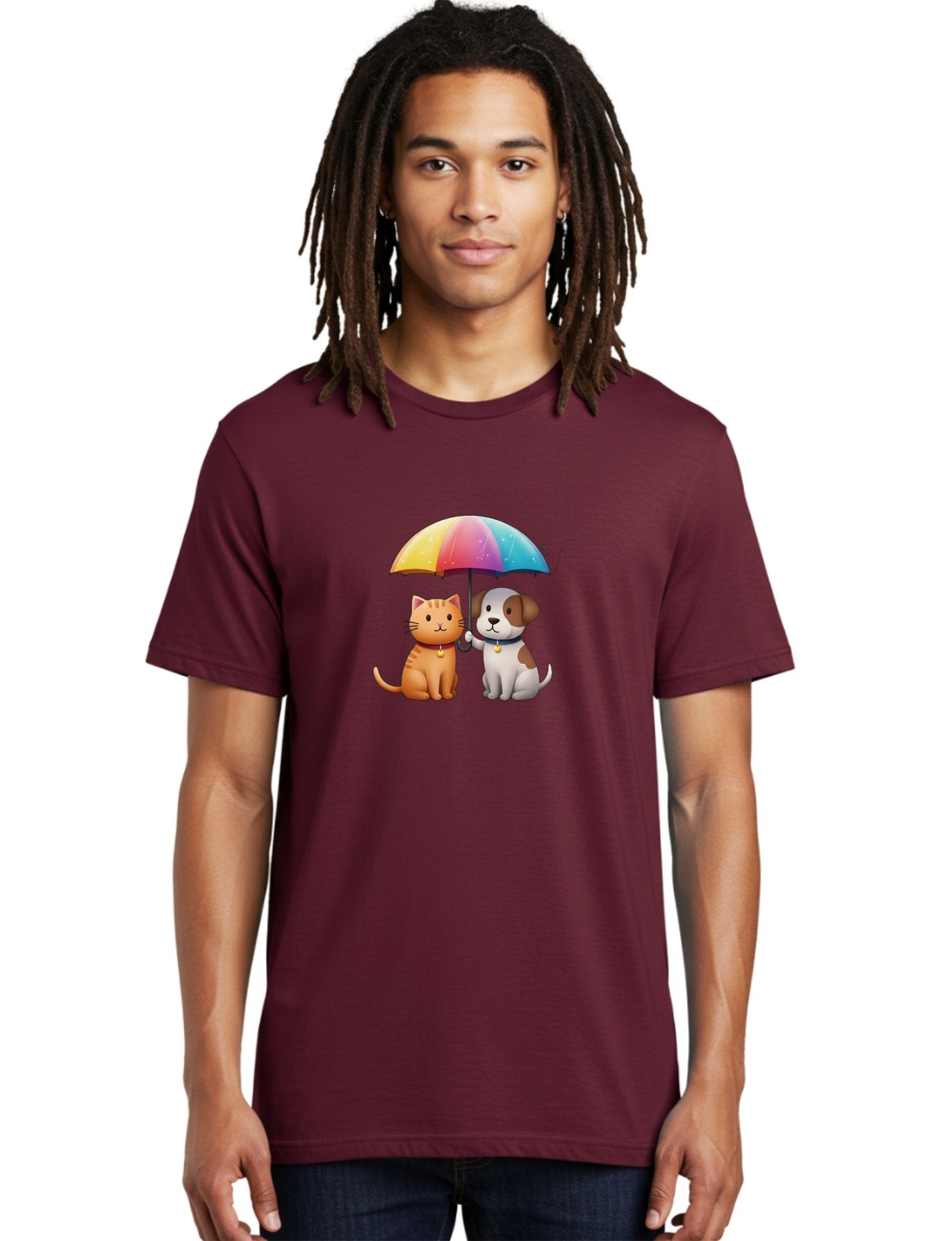 Cat-And-Dog-Under-Rainbow-Umbrella Men'S Graphic Tee, 100% Cotton, Comfortable Casual Summer Wear, Machine Washable, Vintage Camera, Old Camera, Antique Camera, Black Camera, Classic Photography, Photography Equipment, Nostalgic Device, Baf714 28