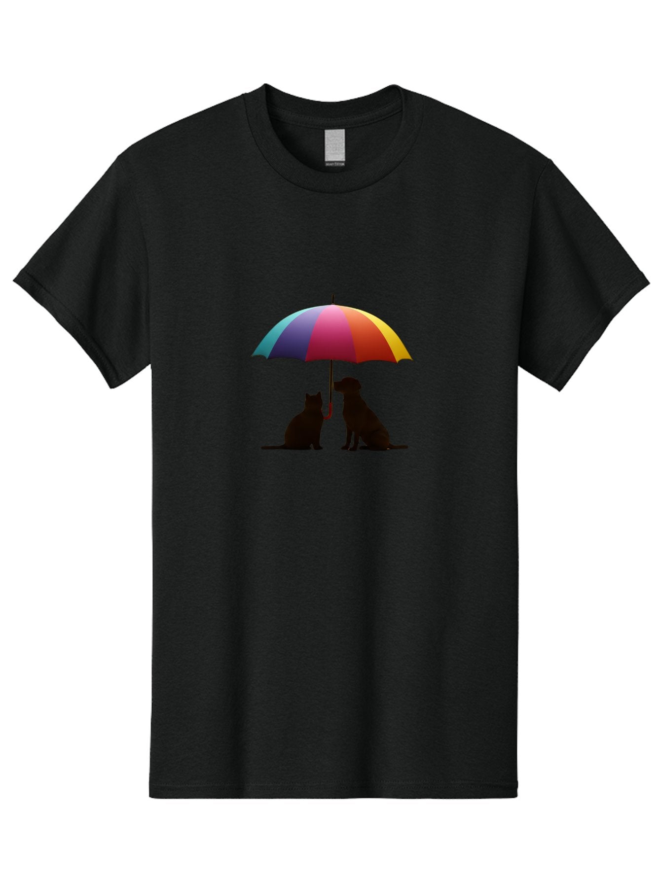 Cat-And-Dog-Under-Umbrella-1 Men'S Graphic Tee, 100% Cotton, Comfortable Casual Summer Wear, Machine Washable, Vintage Camera, Old Camera, Antique Camera, Black Camera, Classic Photography, Photography Equipment, Nostalgic Device, Film Camera, Baf715 15