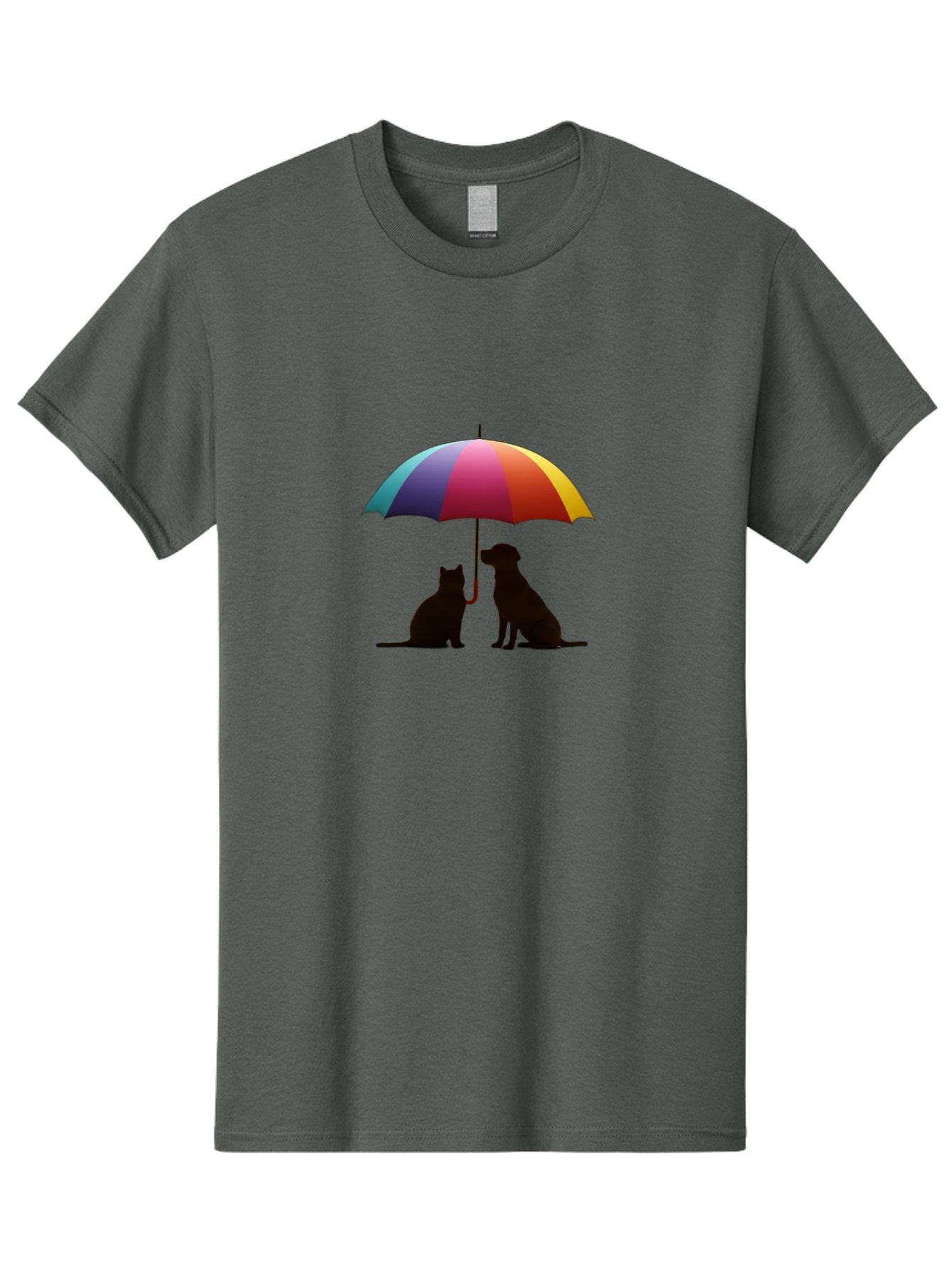 Cat-And-Dog-Under-Umbrella-1 Men'S Graphic Tee, 100% Cotton, Comfortable Casual Summer Wear, Machine Washable, Vintage Camera, Old Camera, Antique Camera, Black Camera, Classic Photography, Photography Equipment, Nostalgic Device, Film Camera, Baf715 11