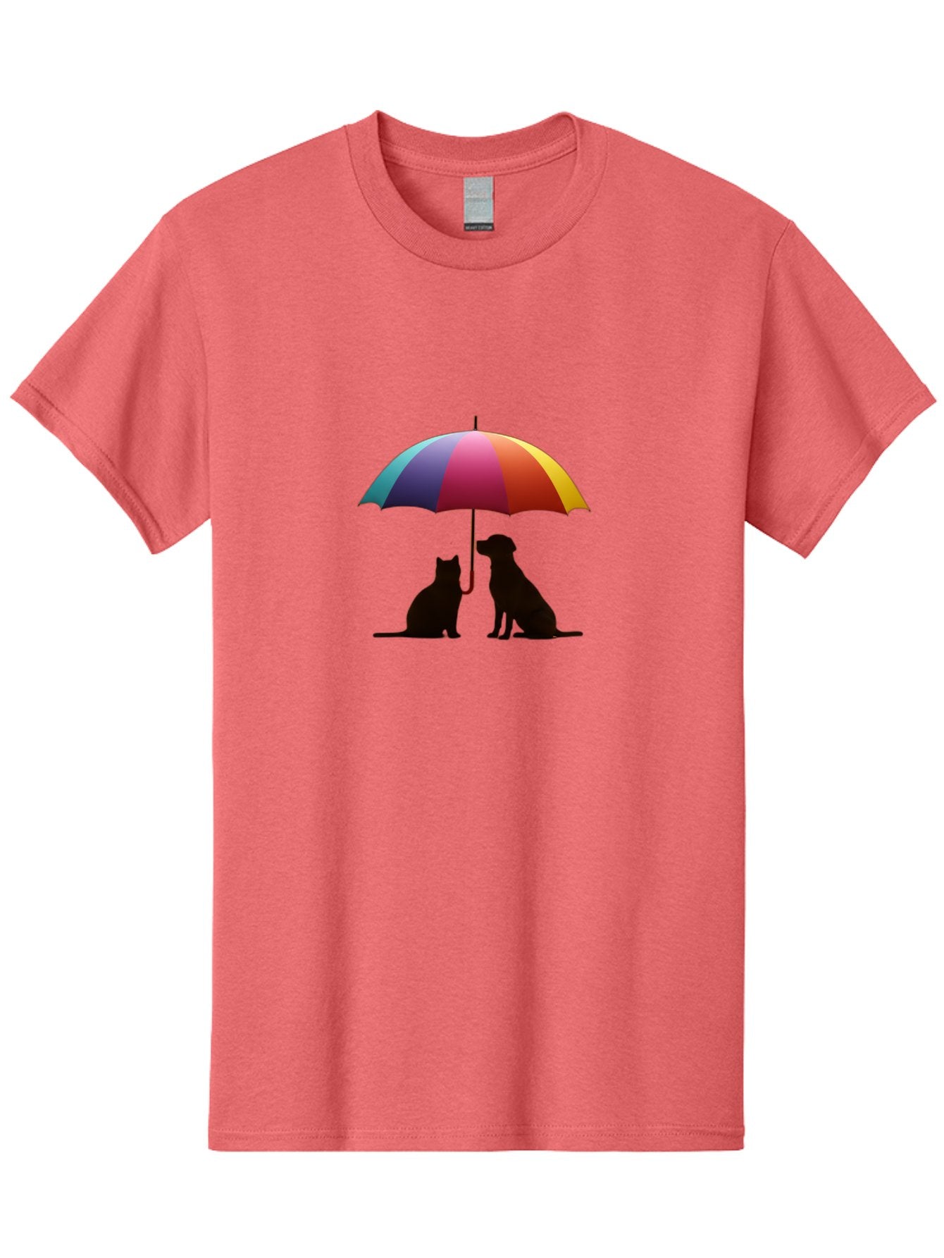 Cat-And-Dog-Under-Umbrella-1 Men'S Graphic Tee, 100% Cotton, Comfortable Casual Summer Wear, Machine Washable, Vintage Camera, Old Camera, Antique Camera, Black Camera, Classic Photography, Photography Equipment, Nostalgic Device, Film Camera, Baf715 6